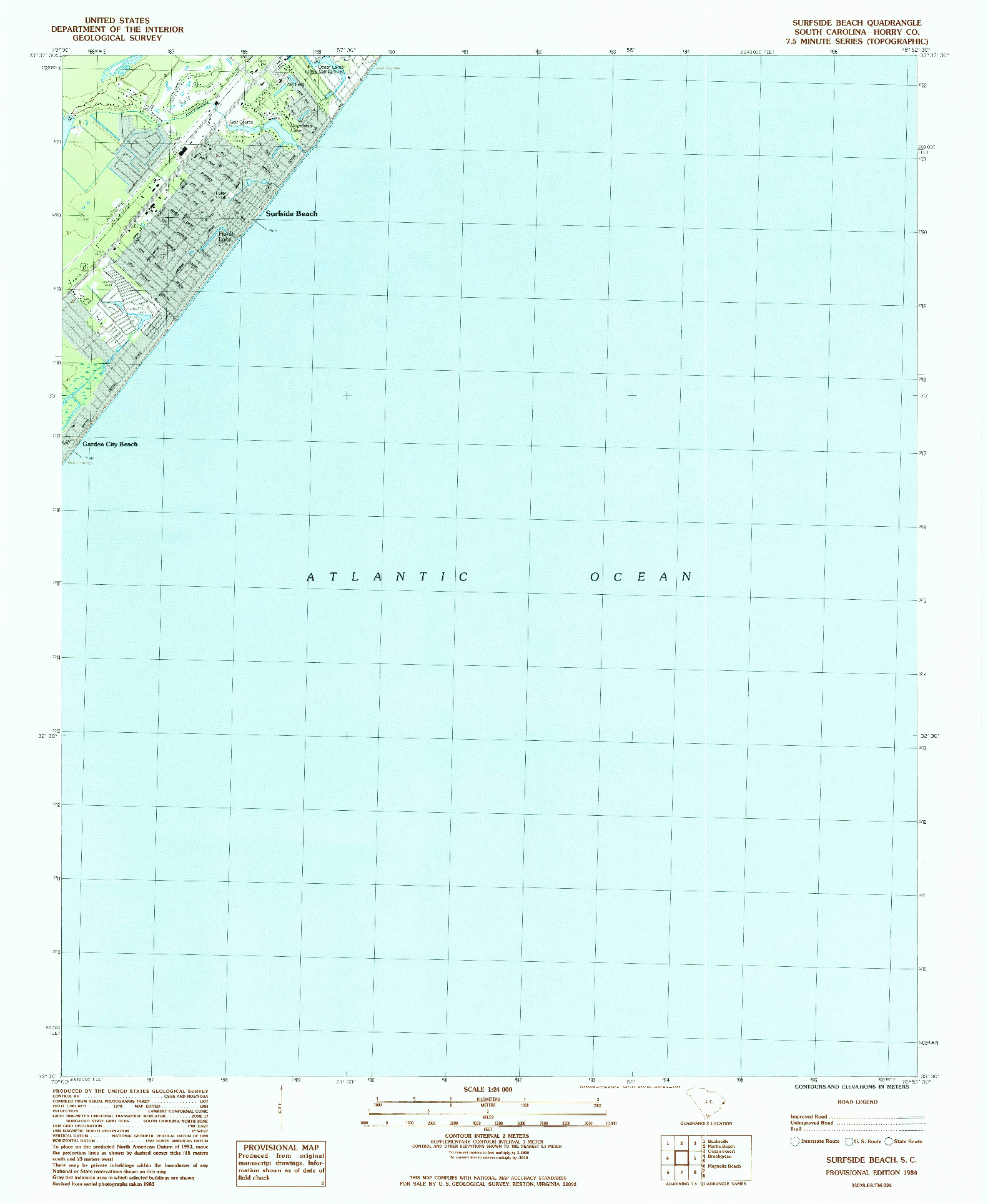 USGS 1:24000-SCALE QUADRANGLE FOR SURFSIDE BEACH, SC 1984