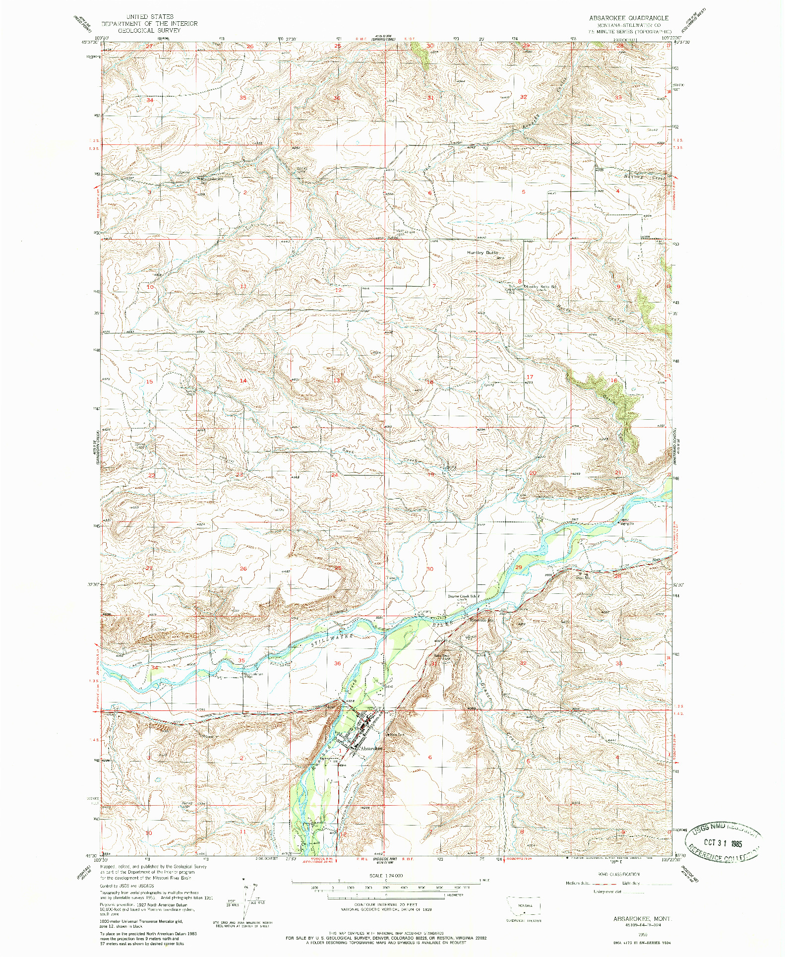 USGS 1:24000-SCALE QUADRANGLE FOR ABSAROKEE, MT 1955