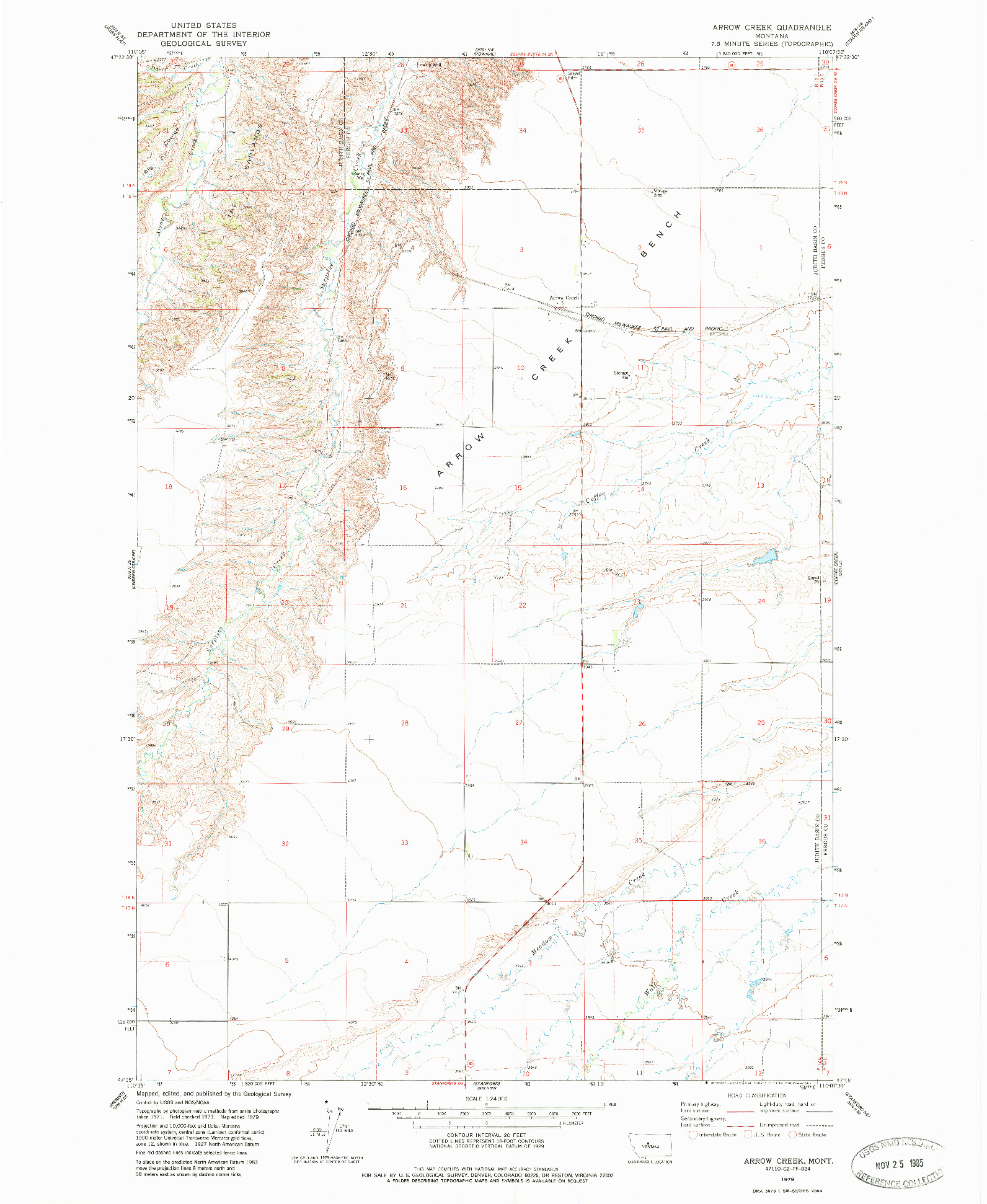 USGS 1:24000-SCALE QUADRANGLE FOR ARROW CREEK, MT 1979