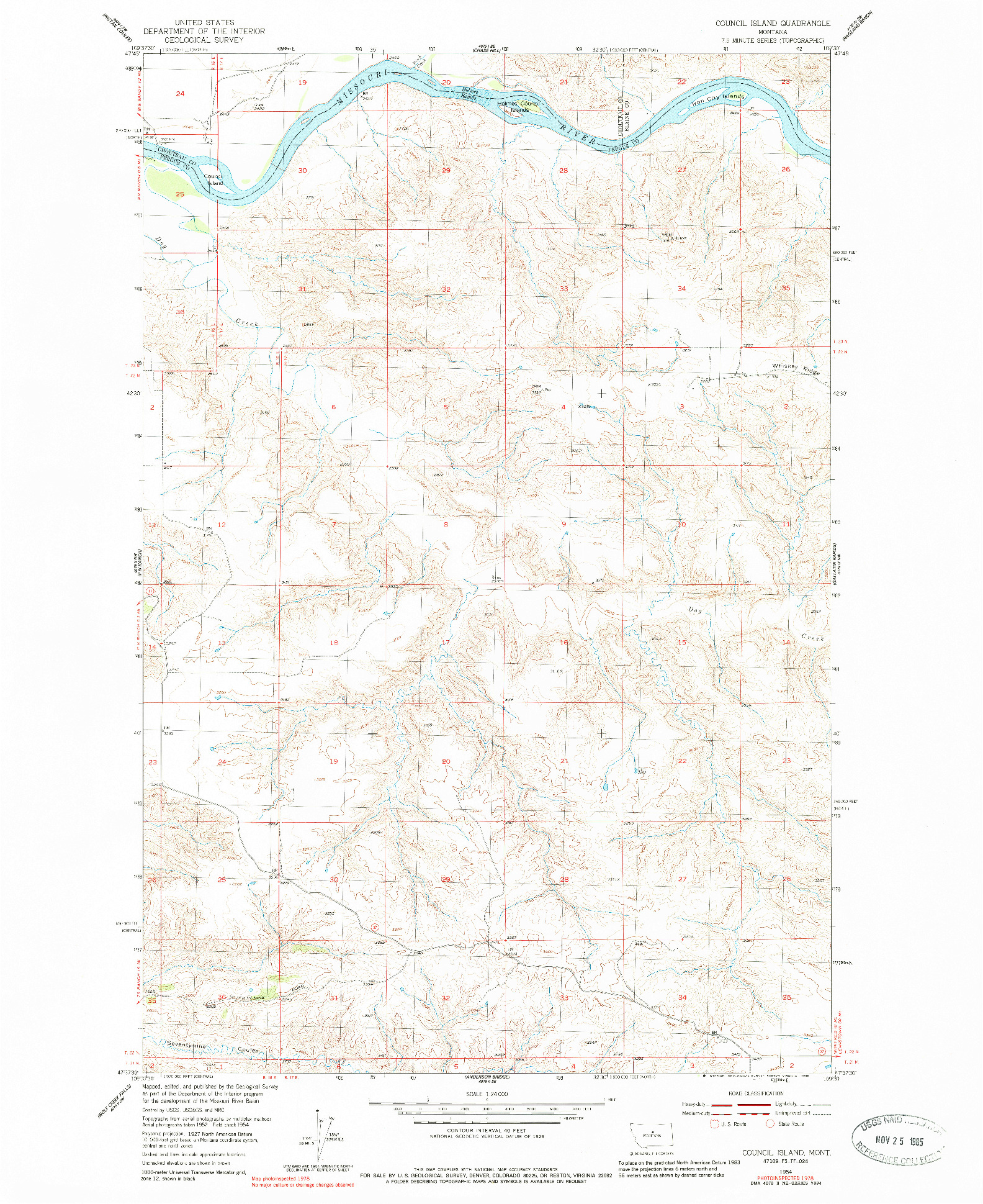 USGS 1:24000-SCALE QUADRANGLE FOR COUNCIL ISLAND, MT 1954