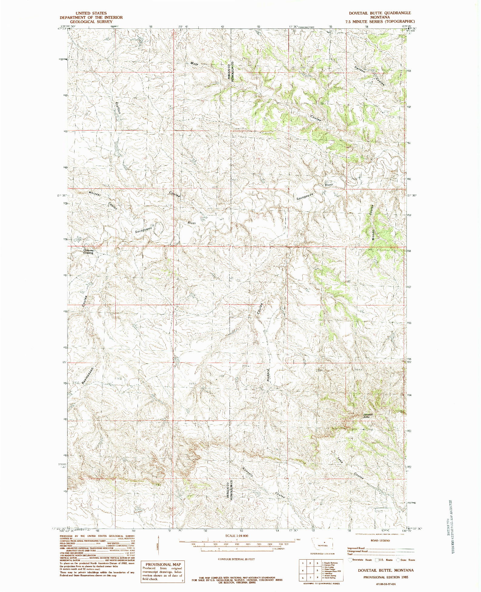 USGS 1:24000-SCALE QUADRANGLE FOR DOVETAIL BUTTE, MT 1985