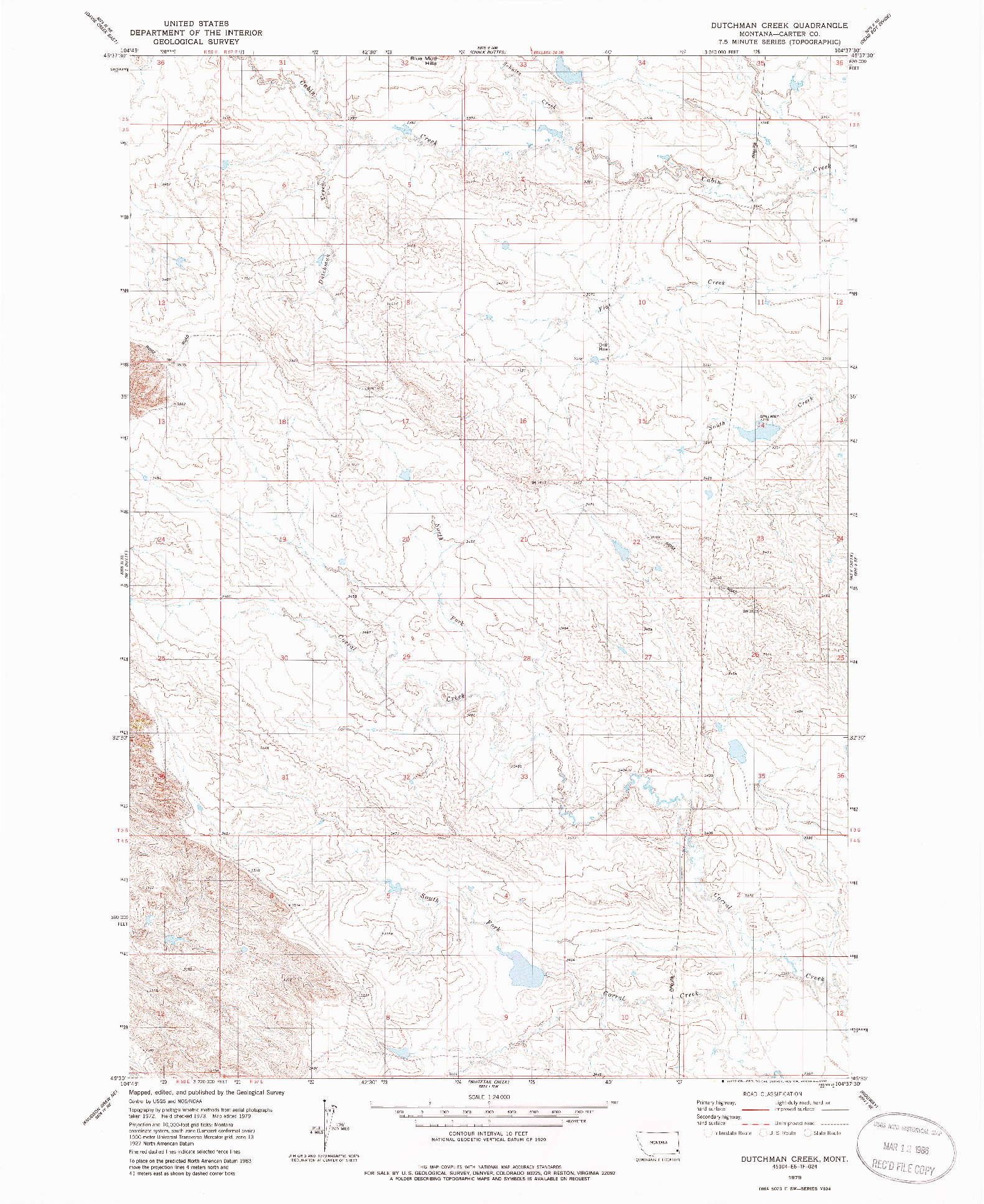 USGS 1:24000-SCALE QUADRANGLE FOR DUTCHMAN CREEK, MT 1979