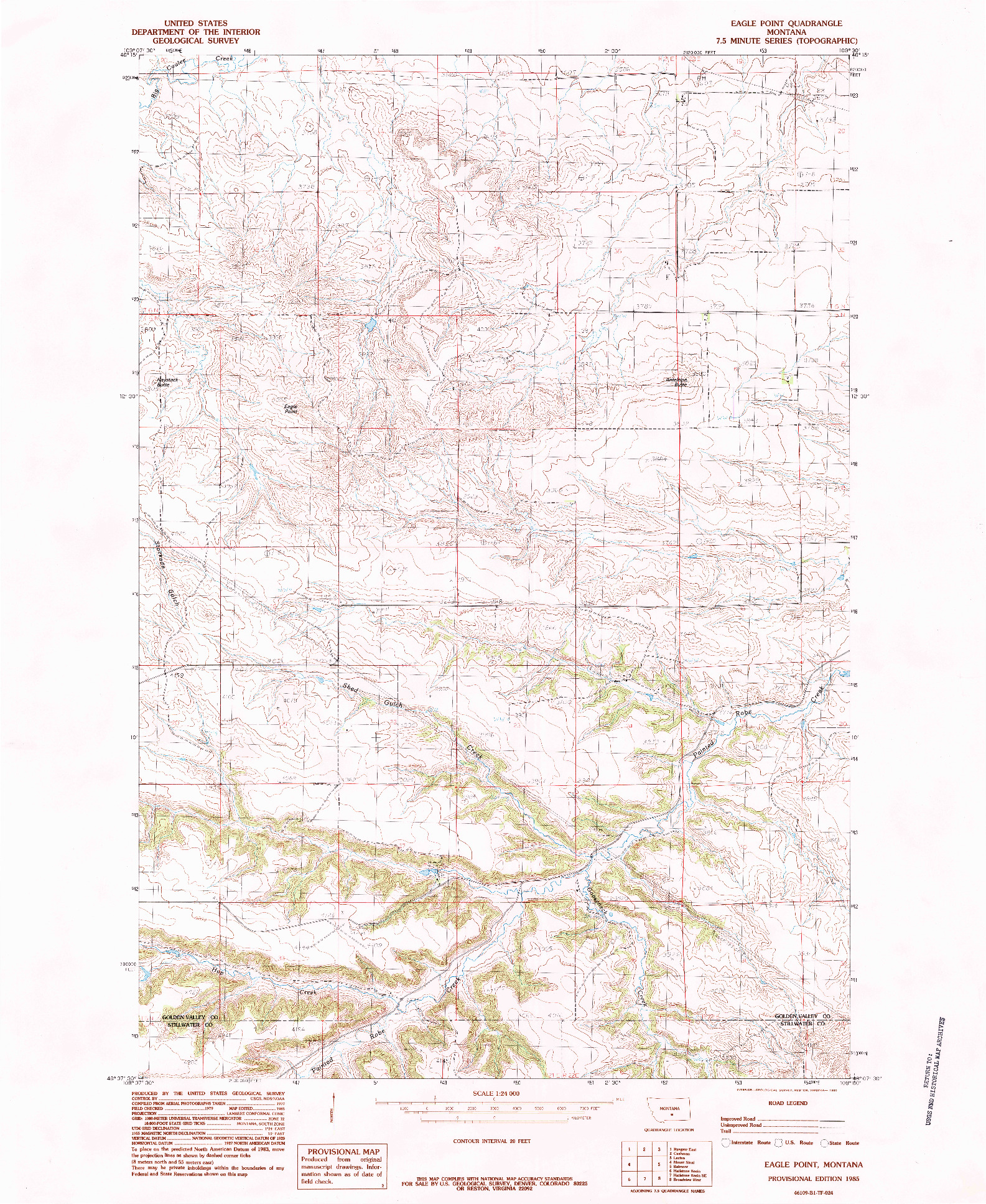 USGS 1:24000-SCALE QUADRANGLE FOR EAGLE POINT, MT 1985