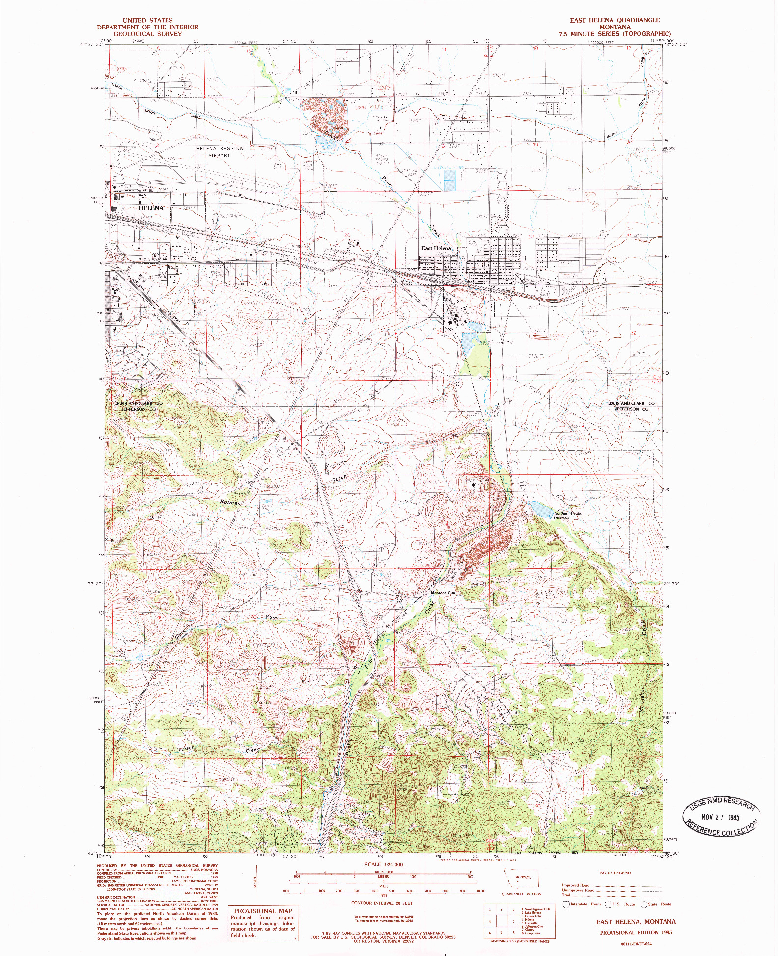 USGS 1:24000-SCALE QUADRANGLE FOR EAST HELENA, MT 1985