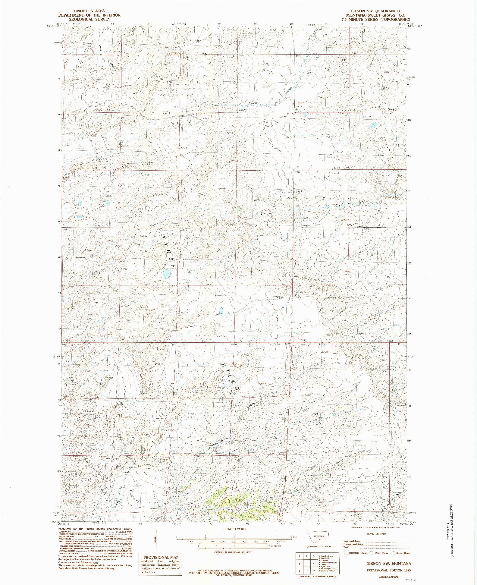 USGS 1:24000-SCALE QUADRANGLE FOR GIBSON SW, MT 1985