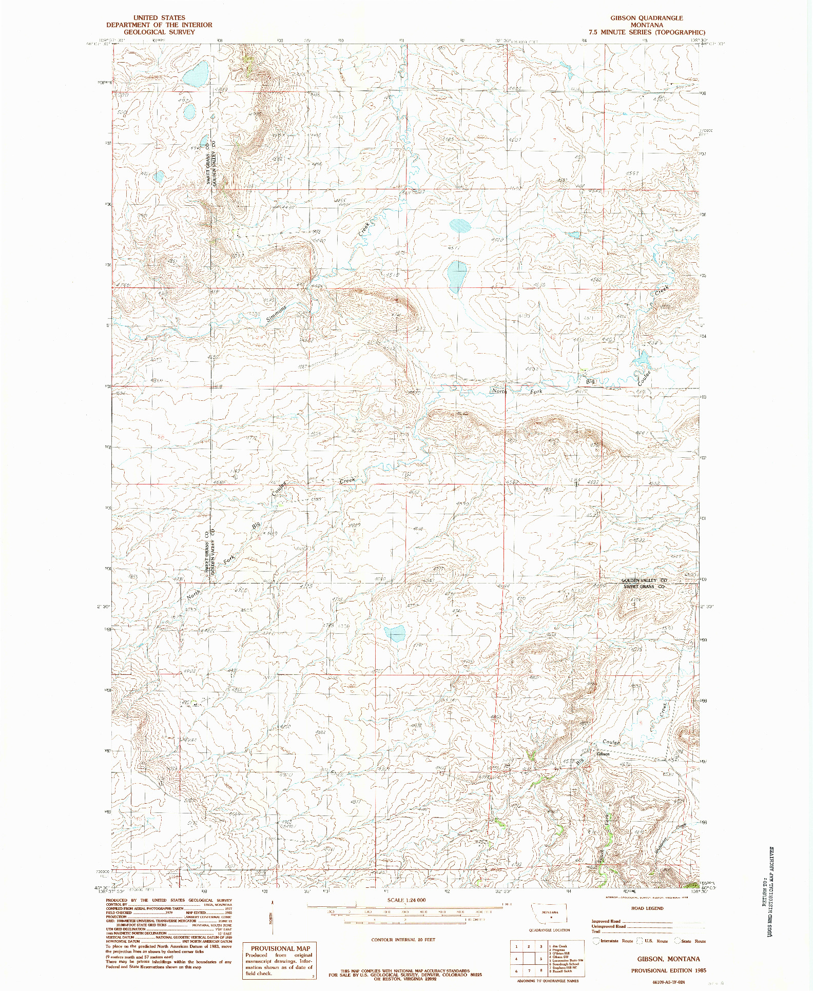 USGS 1:24000-SCALE QUADRANGLE FOR GIBSON, MT 1985
