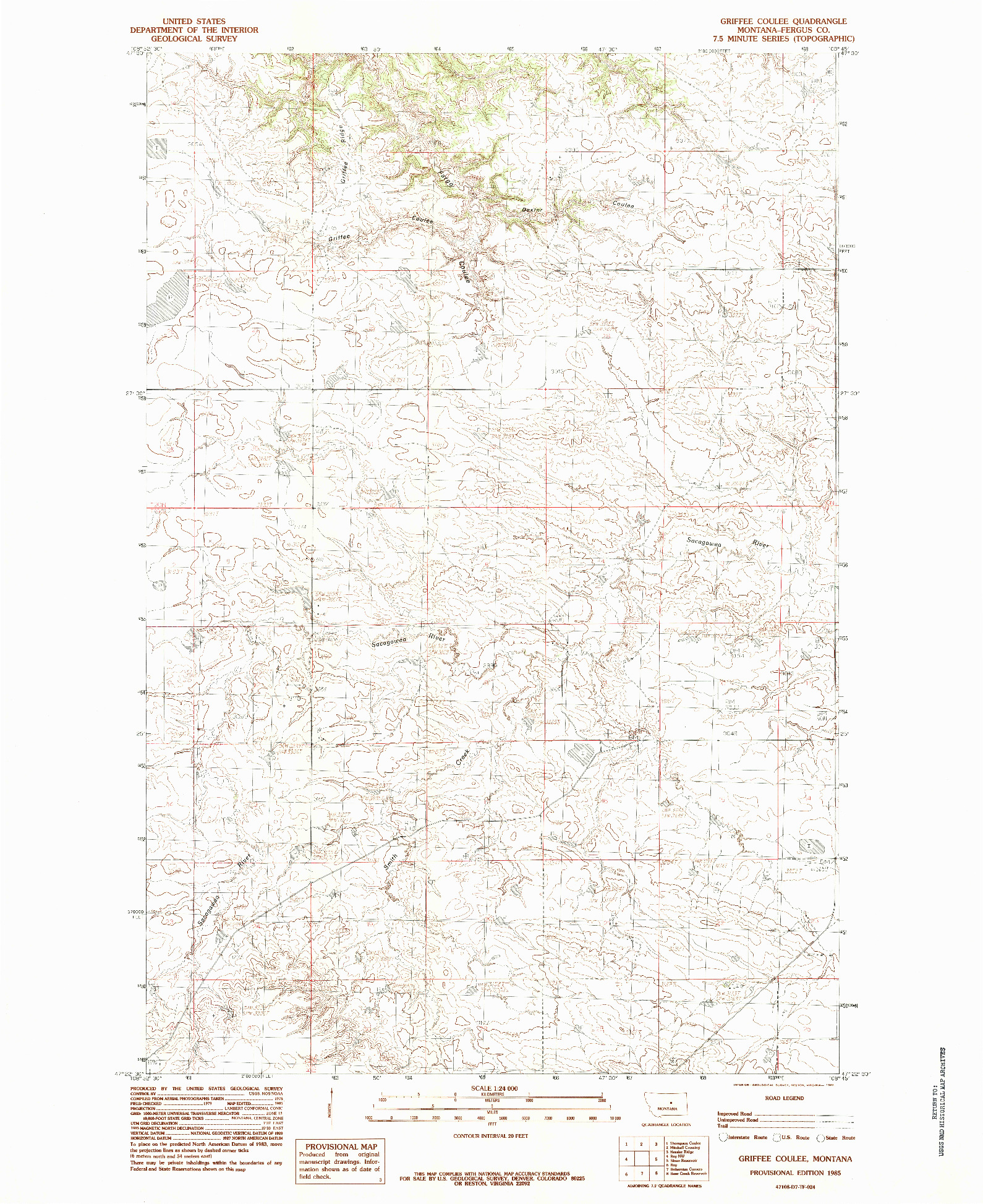 USGS 1:24000-SCALE QUADRANGLE FOR GRIFFEE COULEE, MT 1985