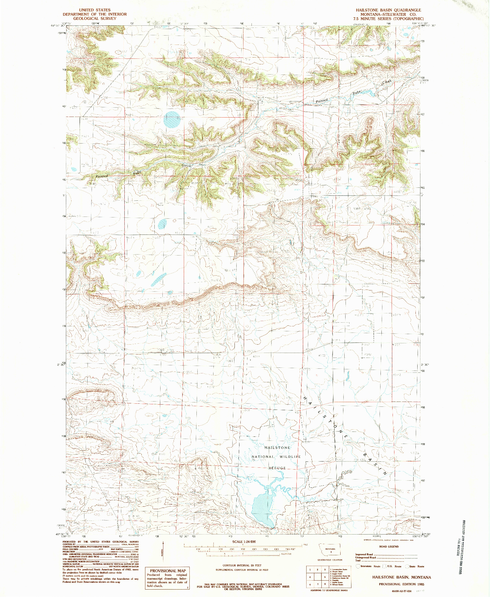 USGS 1:24000-SCALE QUADRANGLE FOR HAILSTONE BASIN, MT 1985