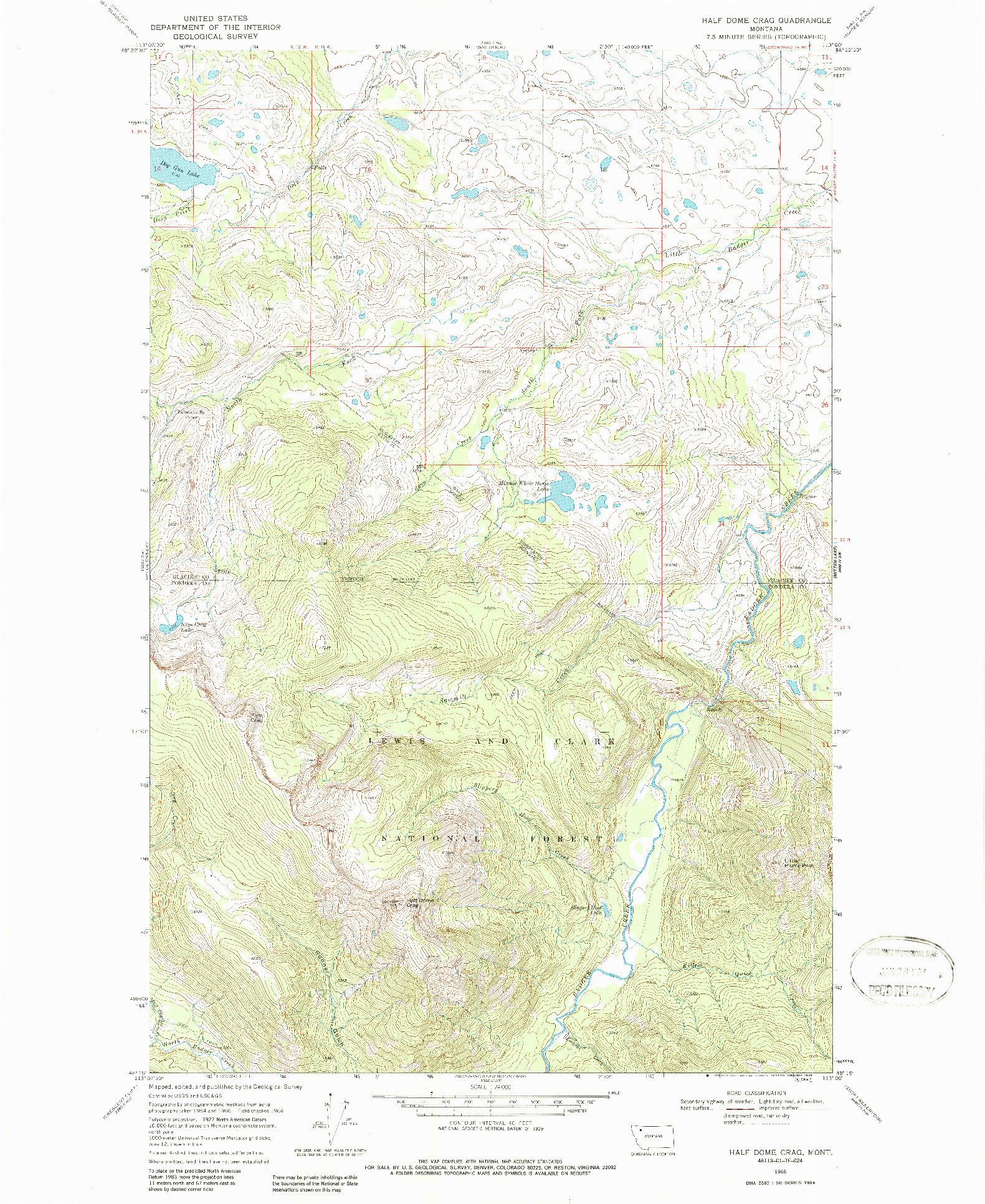USGS 1:24000-SCALE QUADRANGLE FOR HALF DOME CRAG, MT 1968