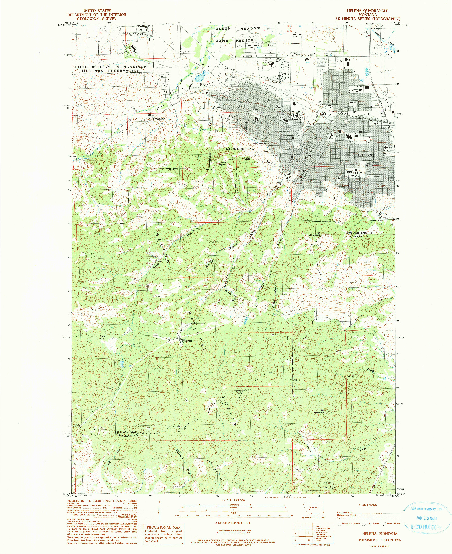 USGS 1:24000-SCALE QUADRANGLE FOR HELENA, MT 1985