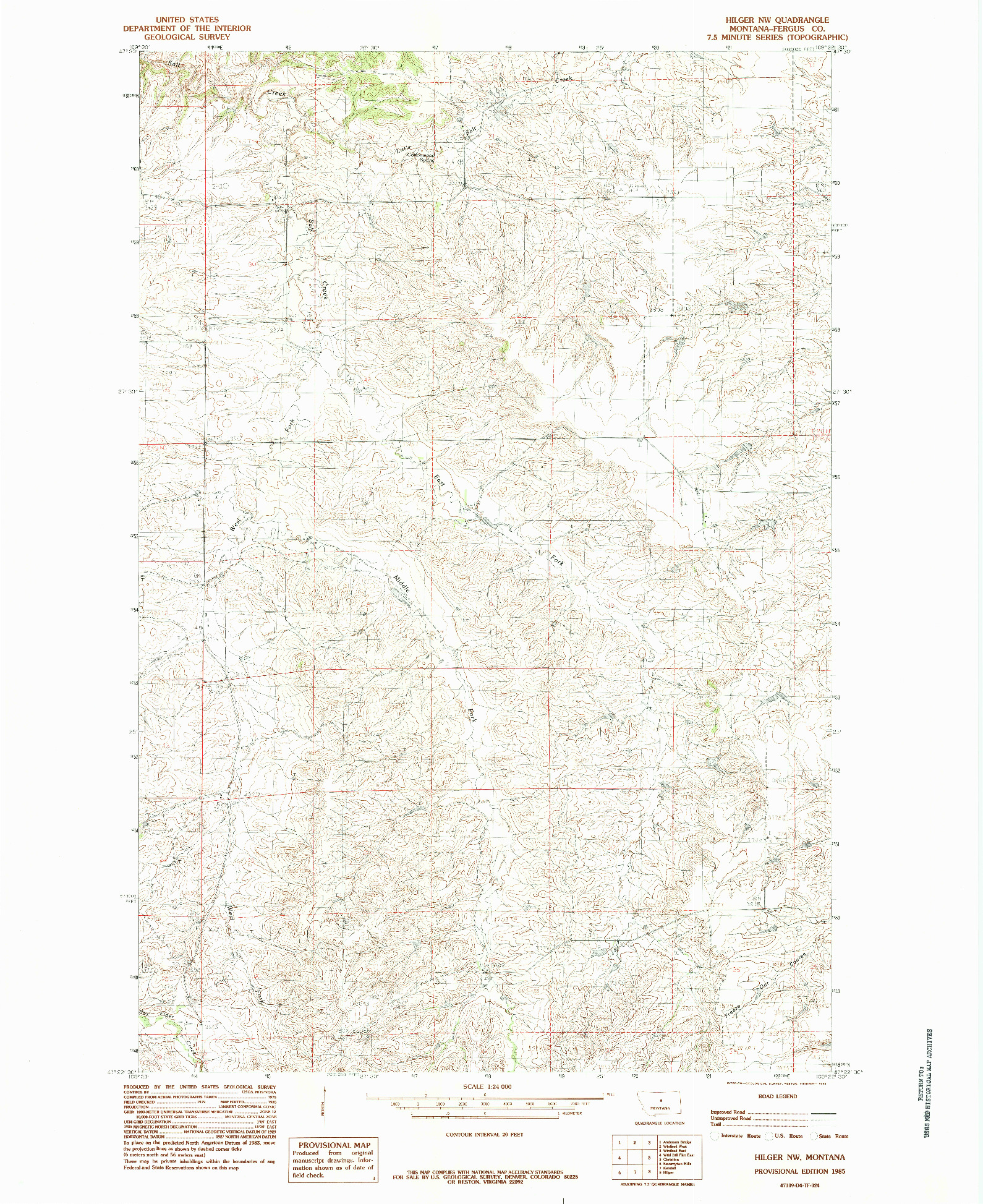 USGS 1:24000-SCALE QUADRANGLE FOR HILGER NW, MT 1985