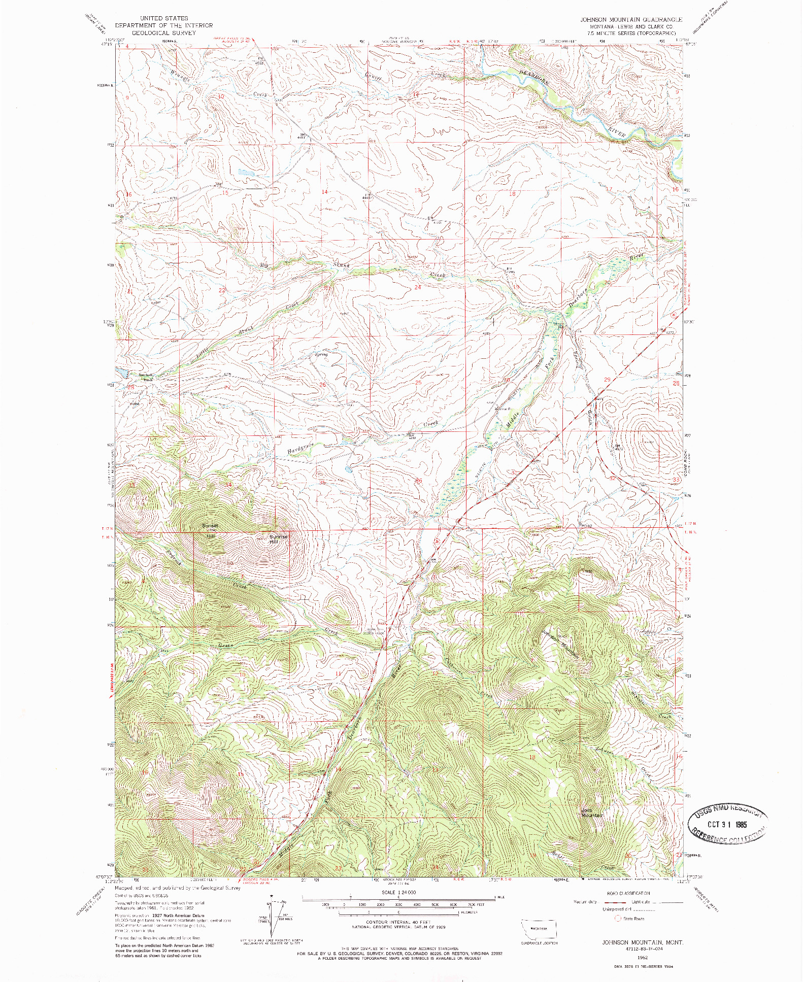 USGS 1:24000-SCALE QUADRANGLE FOR JOHNSON MOUNTAIN, MT 1962