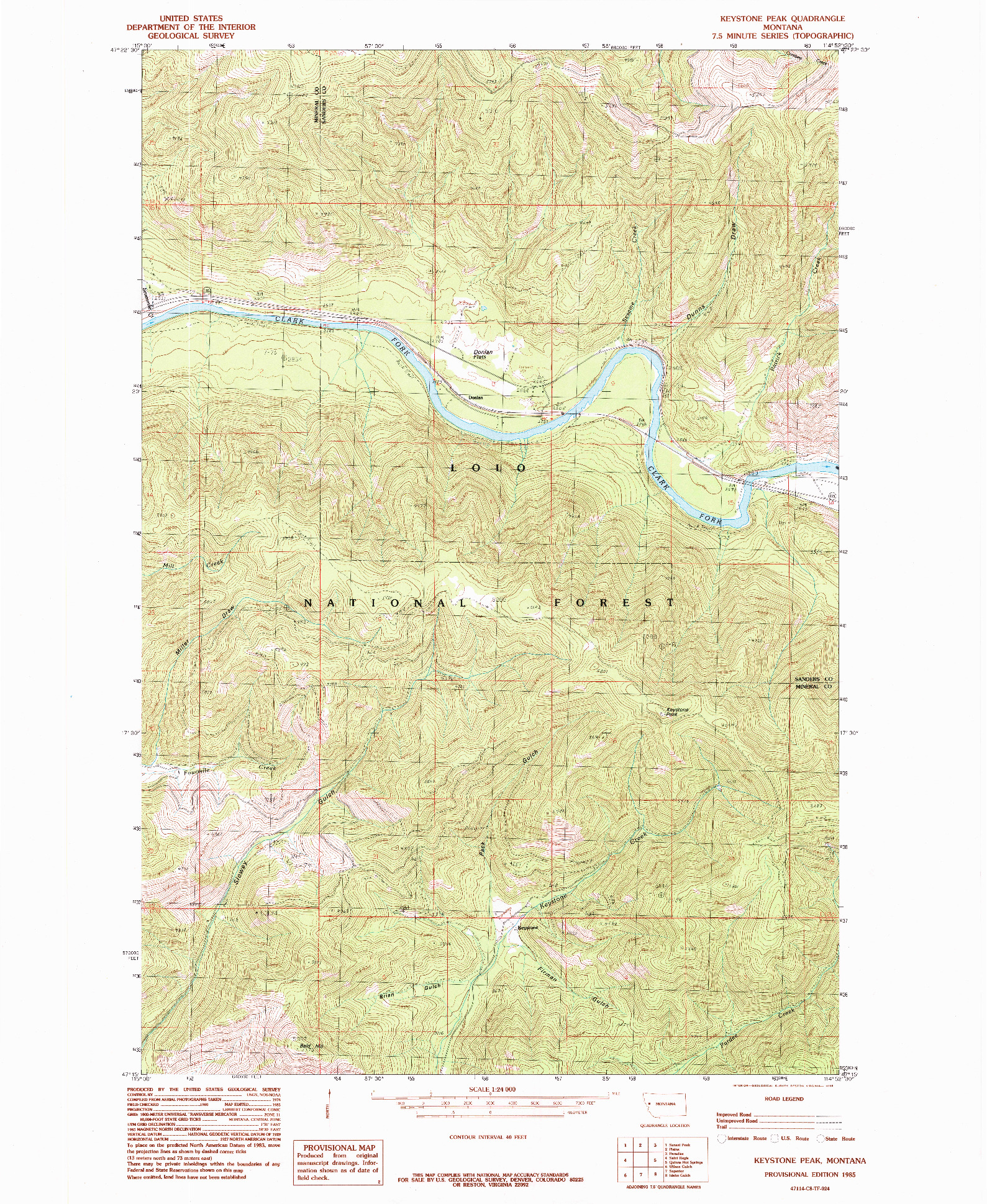 USGS 1:24000-SCALE QUADRANGLE FOR KEYSTONE PEAK, MT 1985