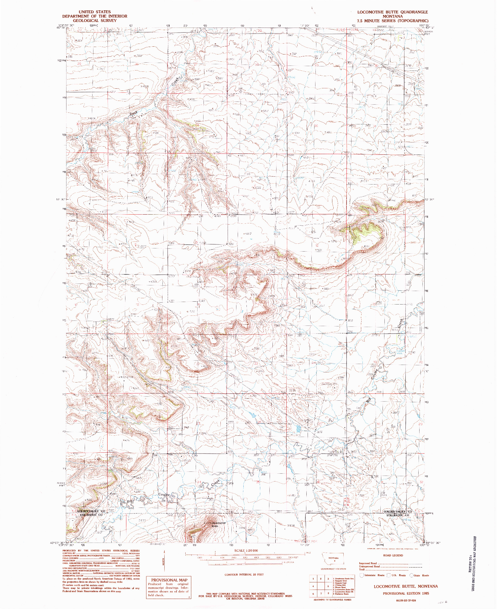 USGS 1:24000-SCALE QUADRANGLE FOR LOCOMOTIVE BUTTE, MT 1985