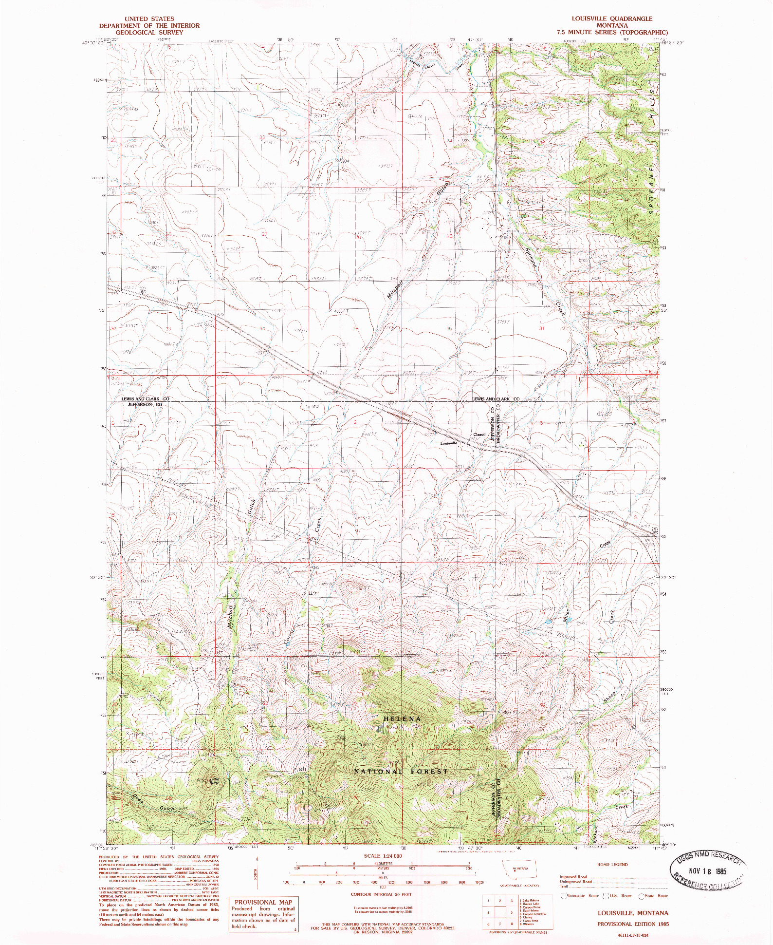 USGS 1:24000-SCALE QUADRANGLE FOR LOUISVILLE, MT 1985