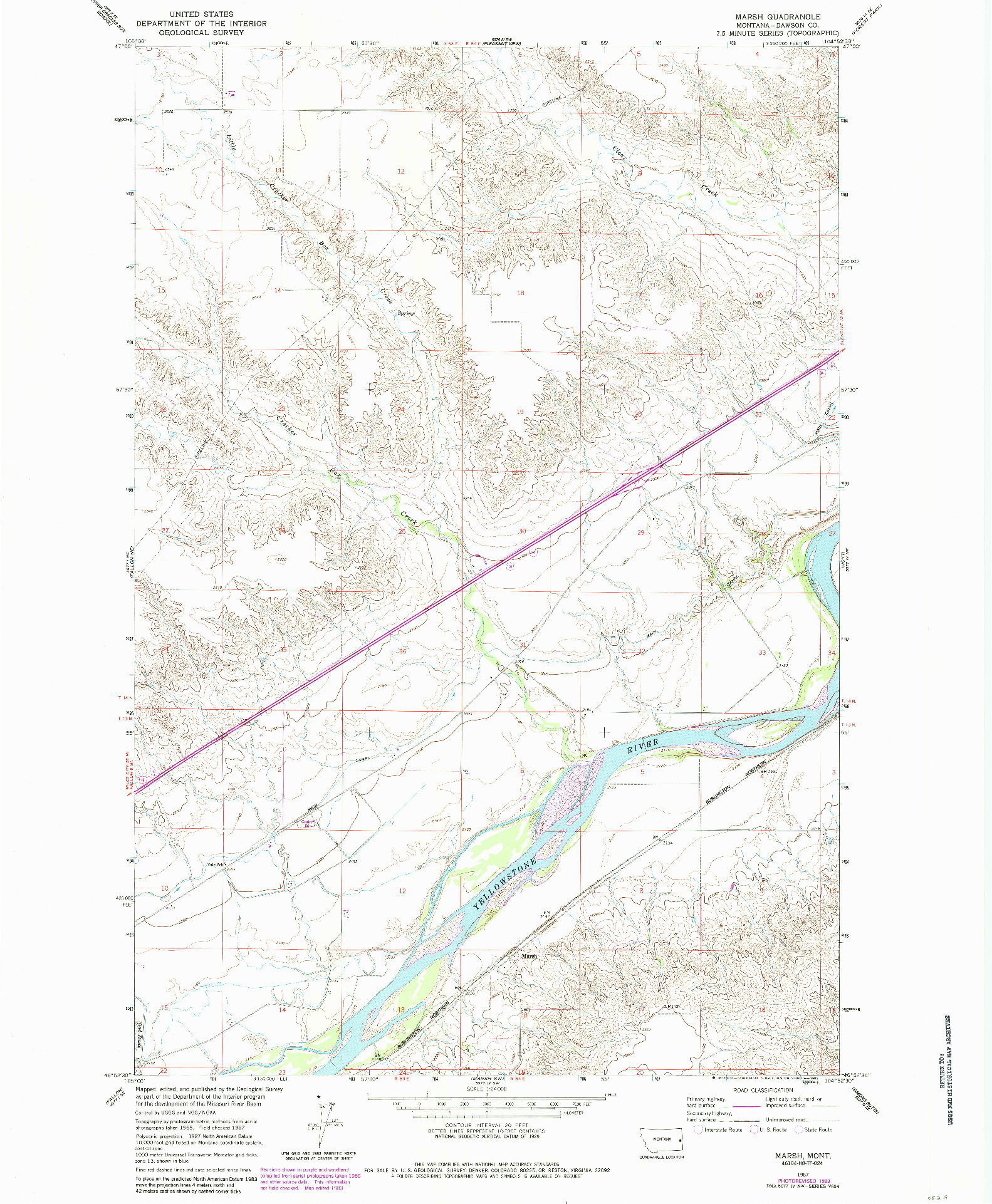 USGS 1:24000-SCALE QUADRANGLE FOR MARSH, MT 1967