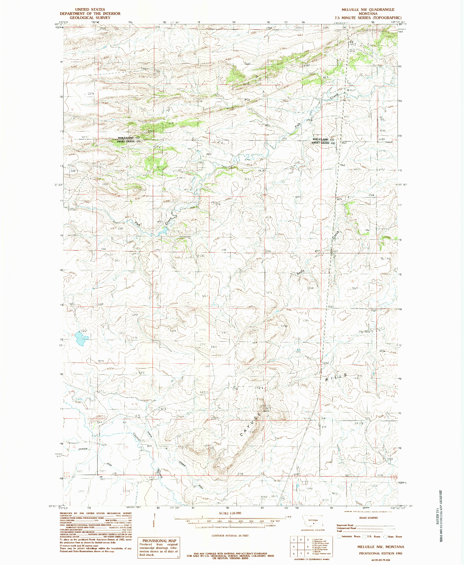USGS 1:24000-SCALE QUADRANGLE FOR MELVILLE NW, MT 1985