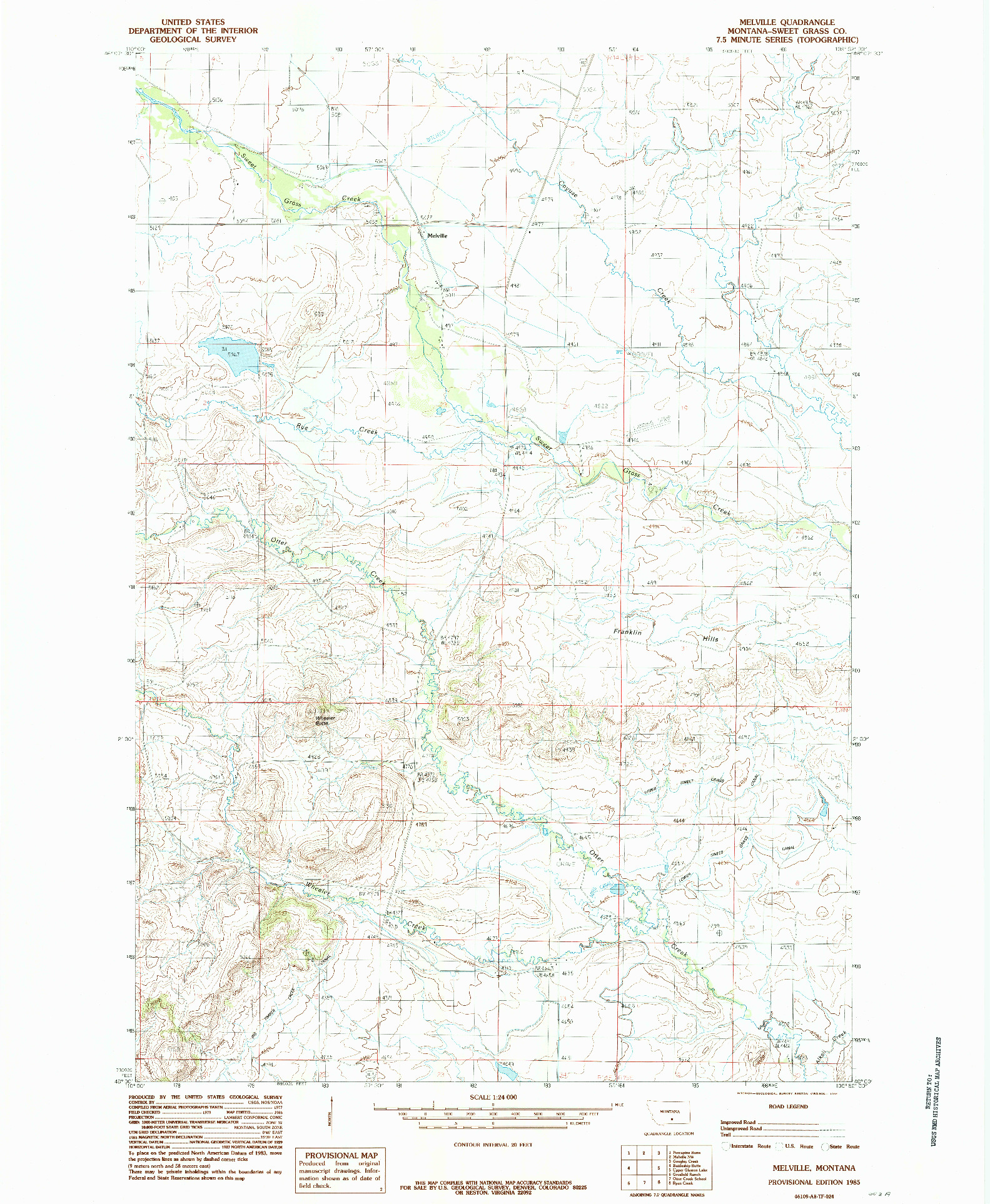 USGS 1:24000-SCALE QUADRANGLE FOR MELVILLE, MT 1985