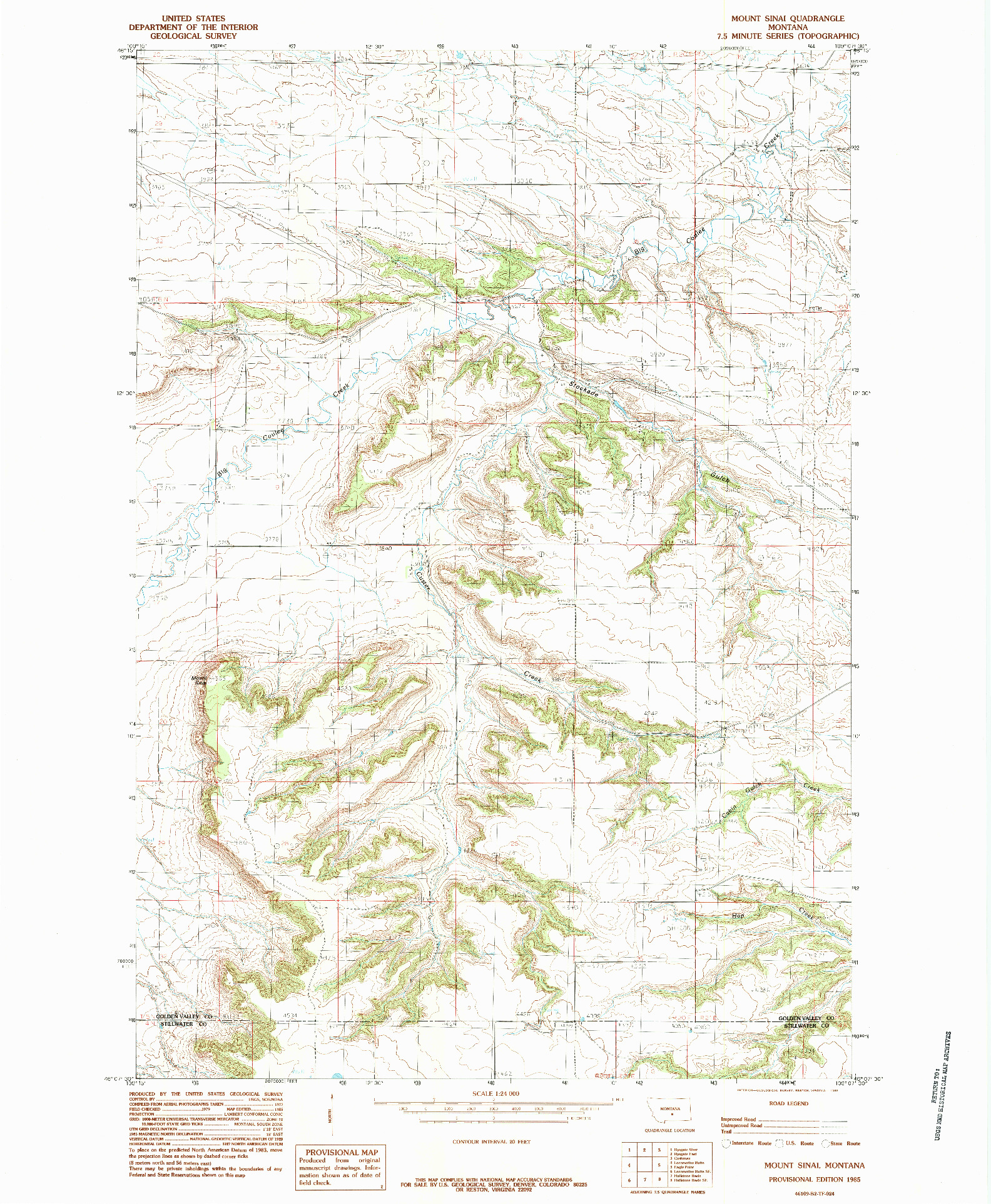 USGS 1:24000-SCALE QUADRANGLE FOR MOUNT SINAI, MT 1985