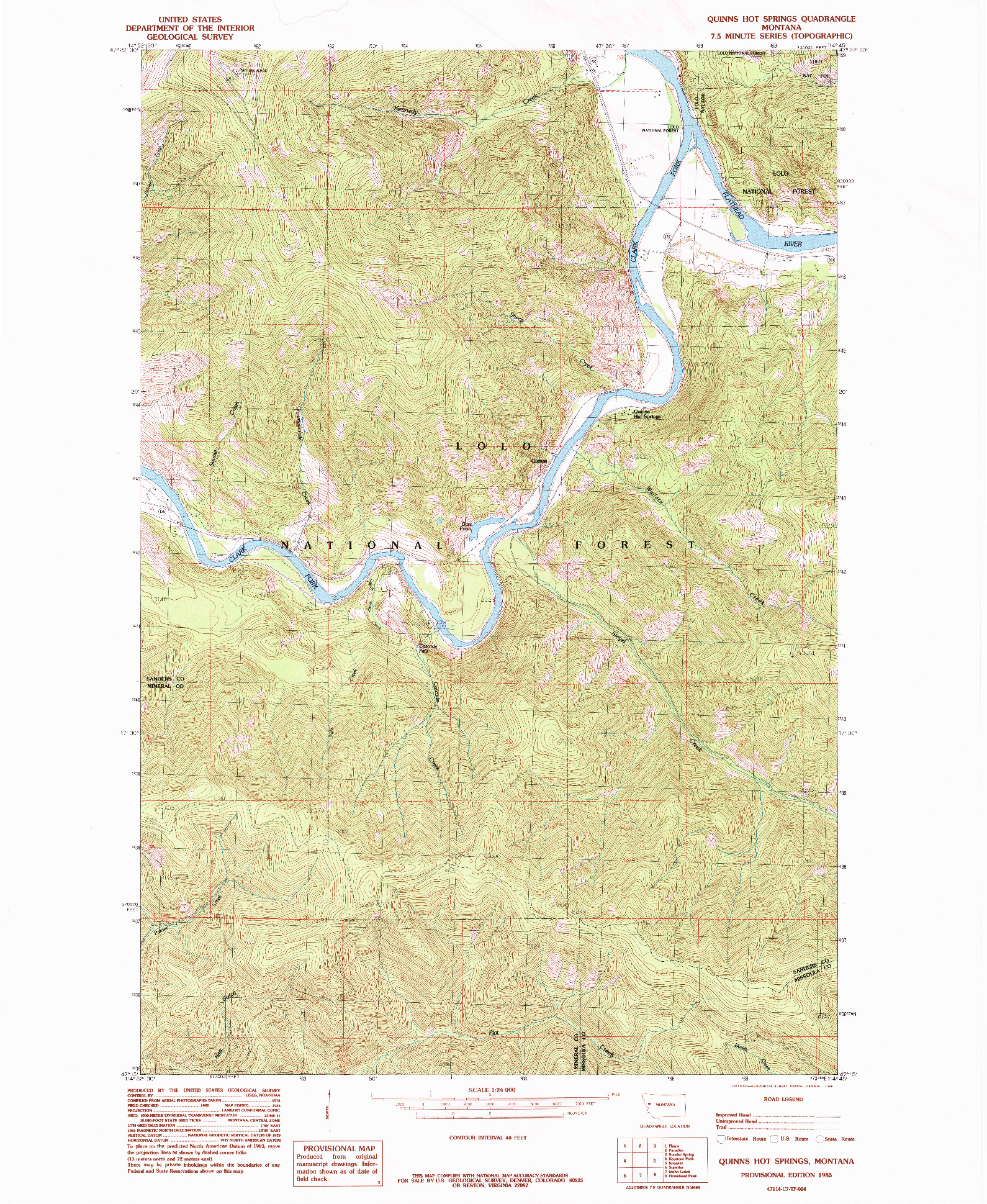 USGS 1:24000-SCALE QUADRANGLE FOR QUINNS HOT SPRINGS, MT 1985
