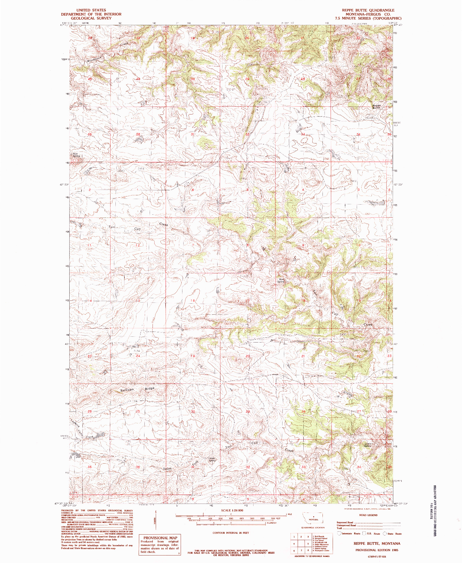 USGS 1:24000-SCALE QUADRANGLE FOR REPPE BUTTE, MT 1985