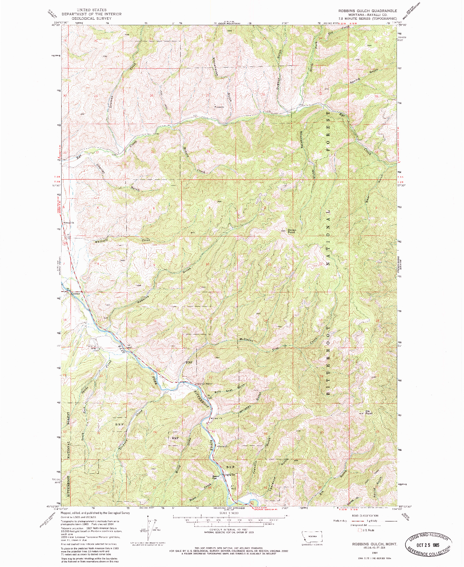 USGS 1:24000-SCALE QUADRANGLE FOR ROBBINS GULCH, MT 1964