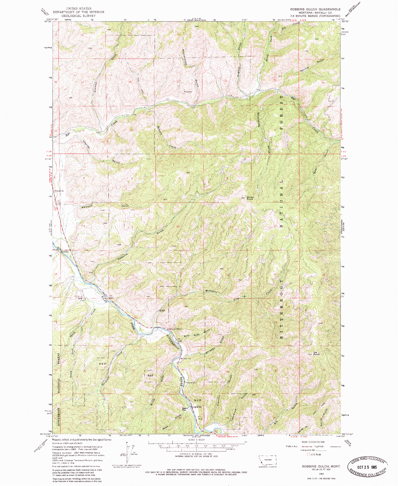 USGS 1:24000-SCALE QUADRANGLE FOR ROBBINS GULCH, MT 1964