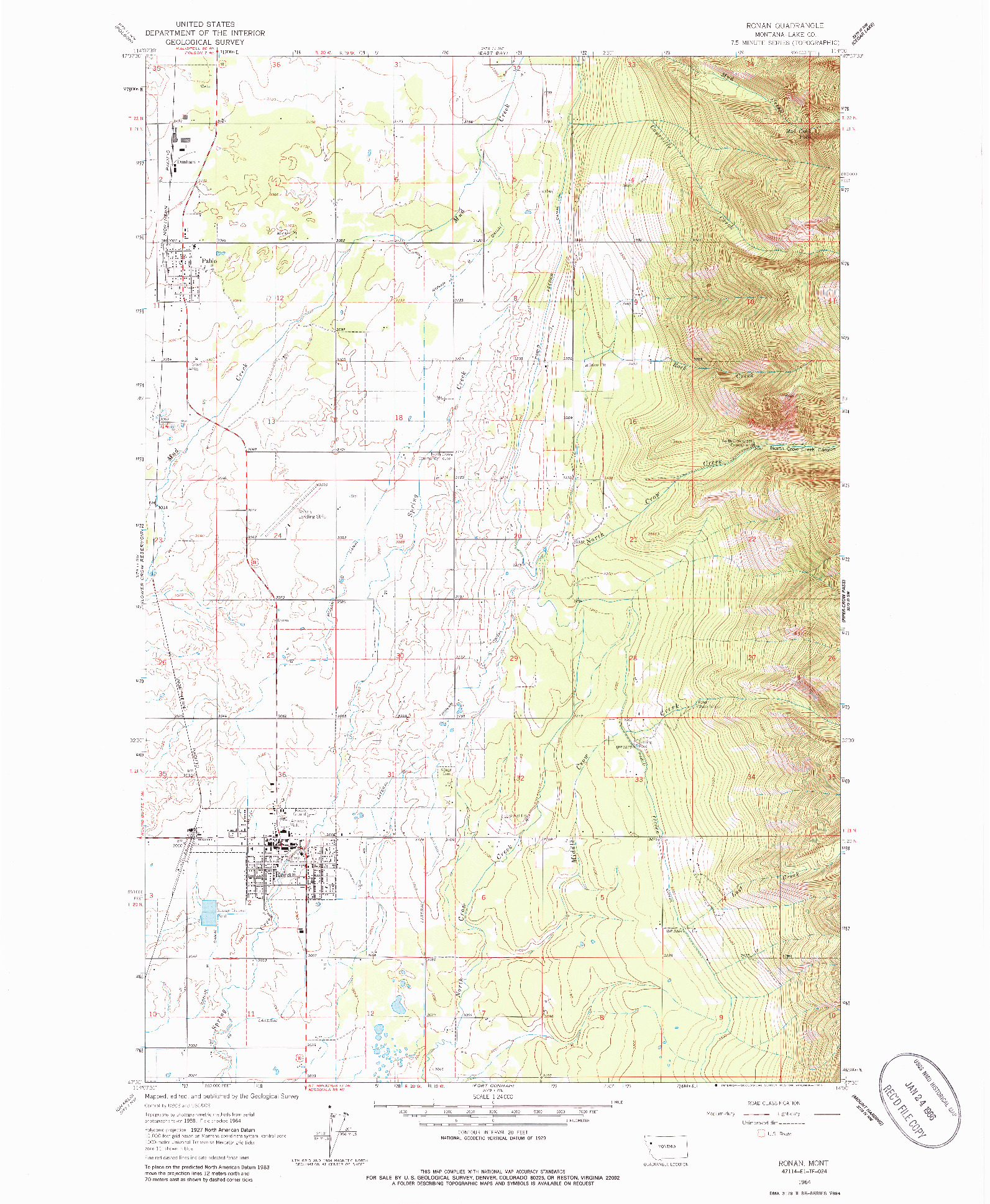 USGS 1:24000-SCALE QUADRANGLE FOR RONAN, MT 1964