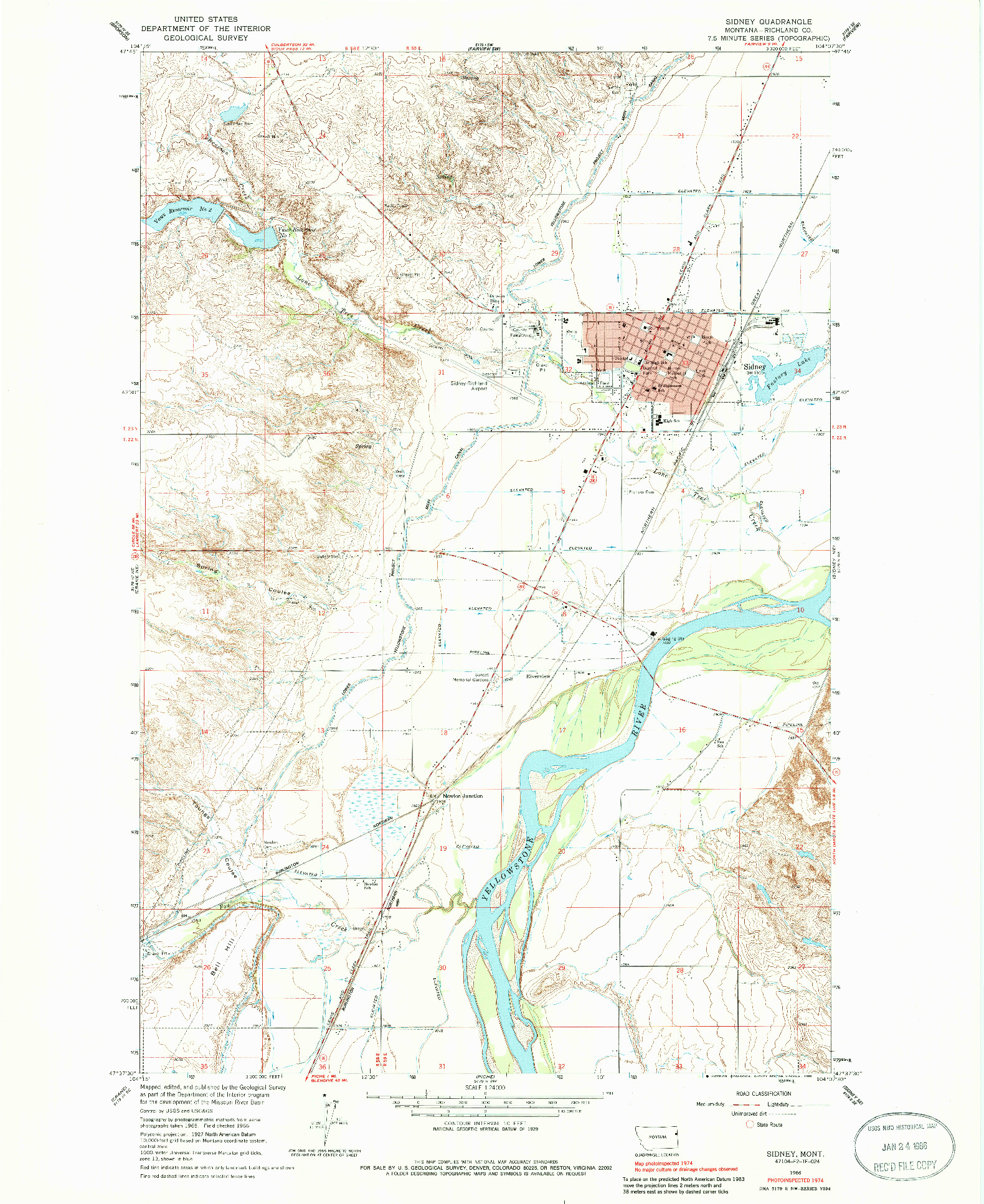 USGS 1:24000-SCALE QUADRANGLE FOR SIDNEY, MT 1966