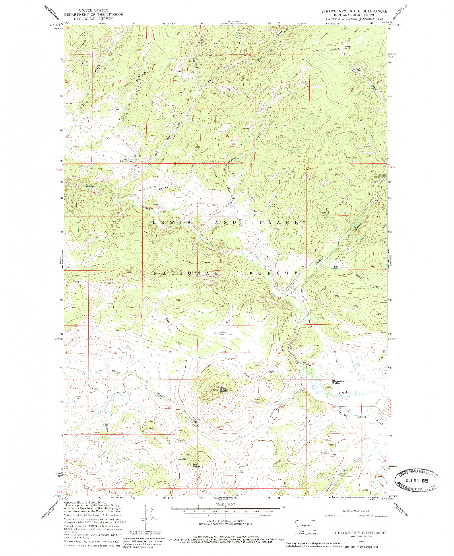 USGS 1:24000-SCALE QUADRANGLE FOR STRAWBERRY BUTTE, MT 1967