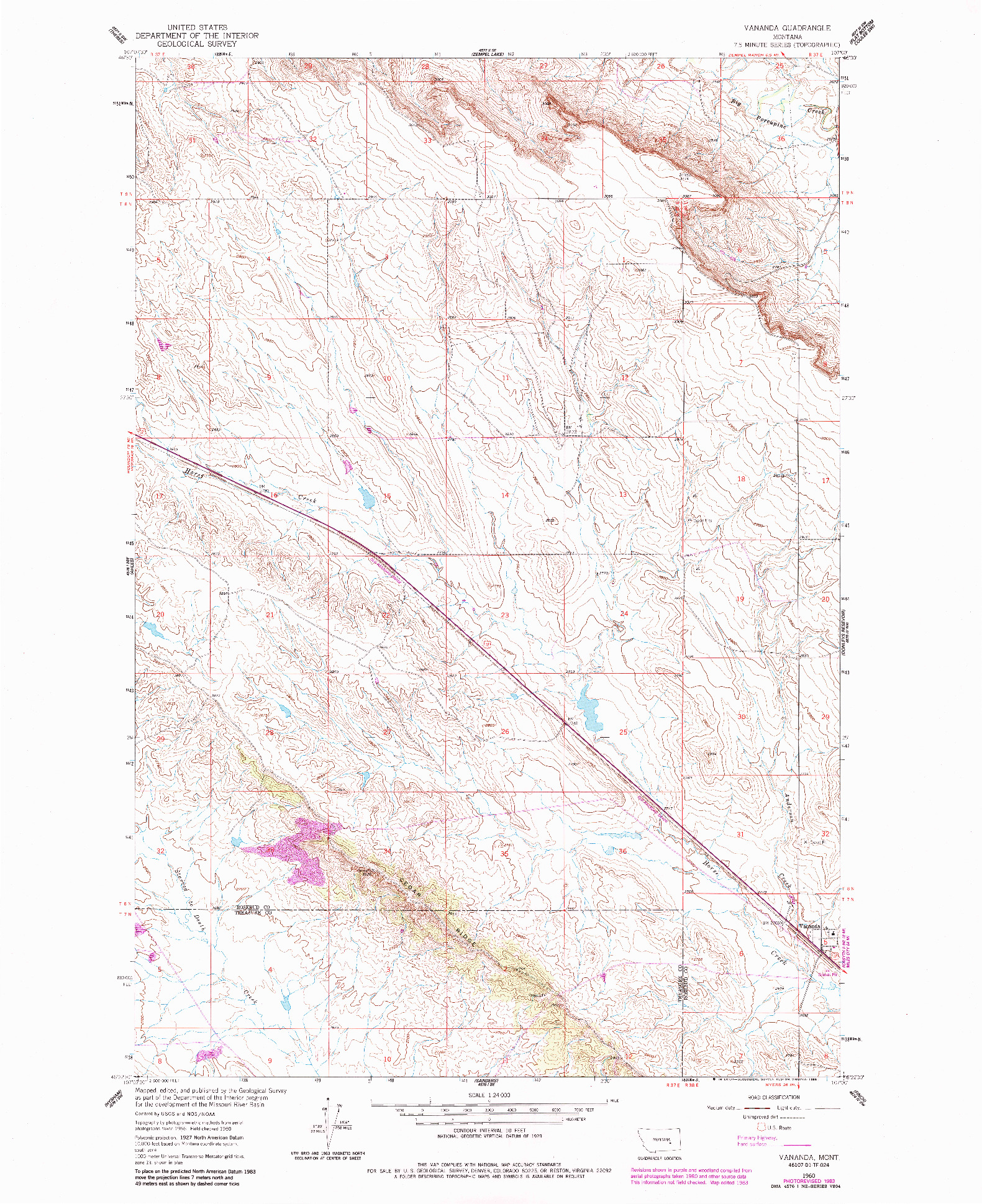 USGS 1:24000-SCALE QUADRANGLE FOR VANANDA, MT 1960