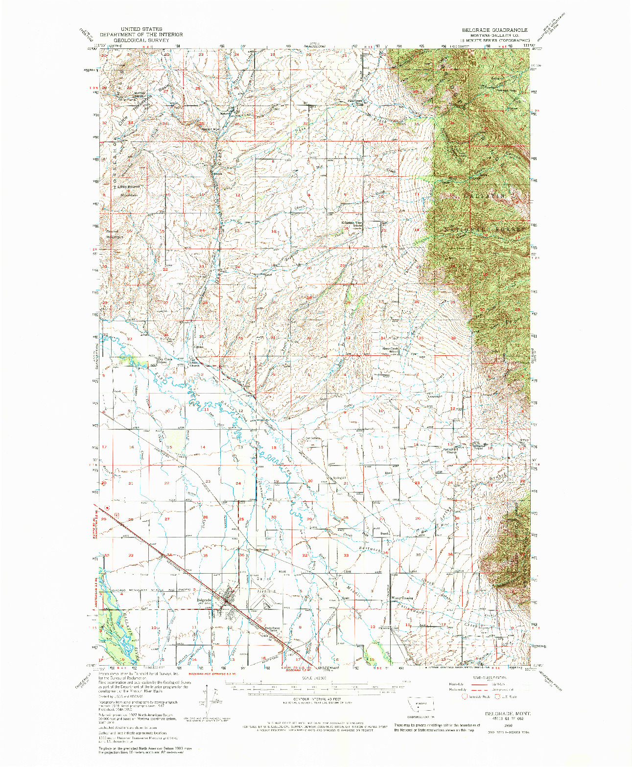 USGS 1:62500-SCALE QUADRANGLE FOR BELGRADE, MT 1950