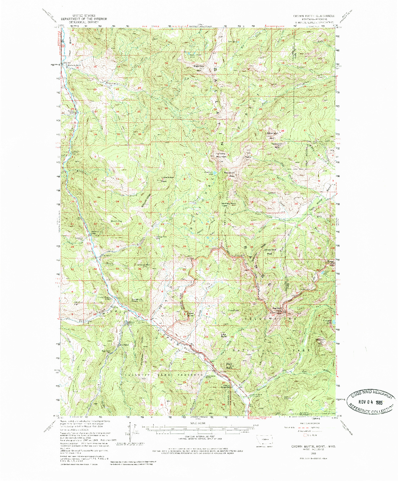 USGS 1:62500-SCALE QUADRANGLE FOR CROWN BUTTE, MT 1955
