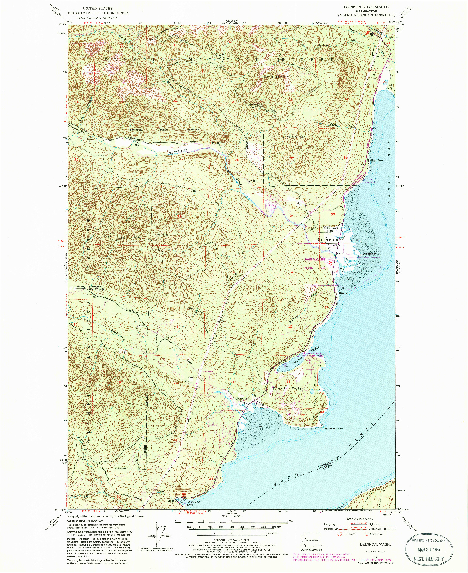 USGS 1:24000-SCALE QUADRANGLE FOR BRINNON, WA 1953