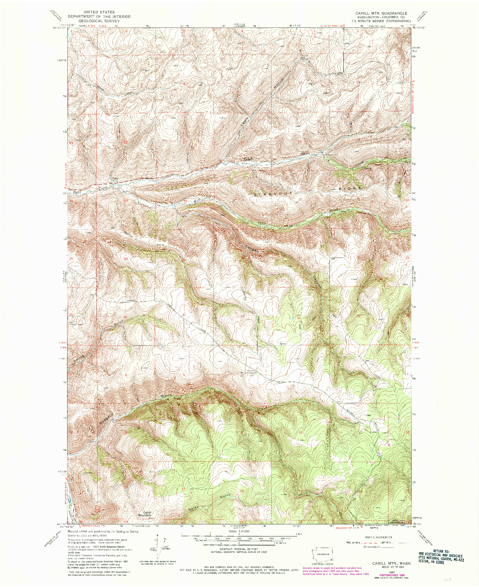 USGS 1:24000-SCALE QUADRANGLE FOR CAHILL MOUNTAIN, WA 1967