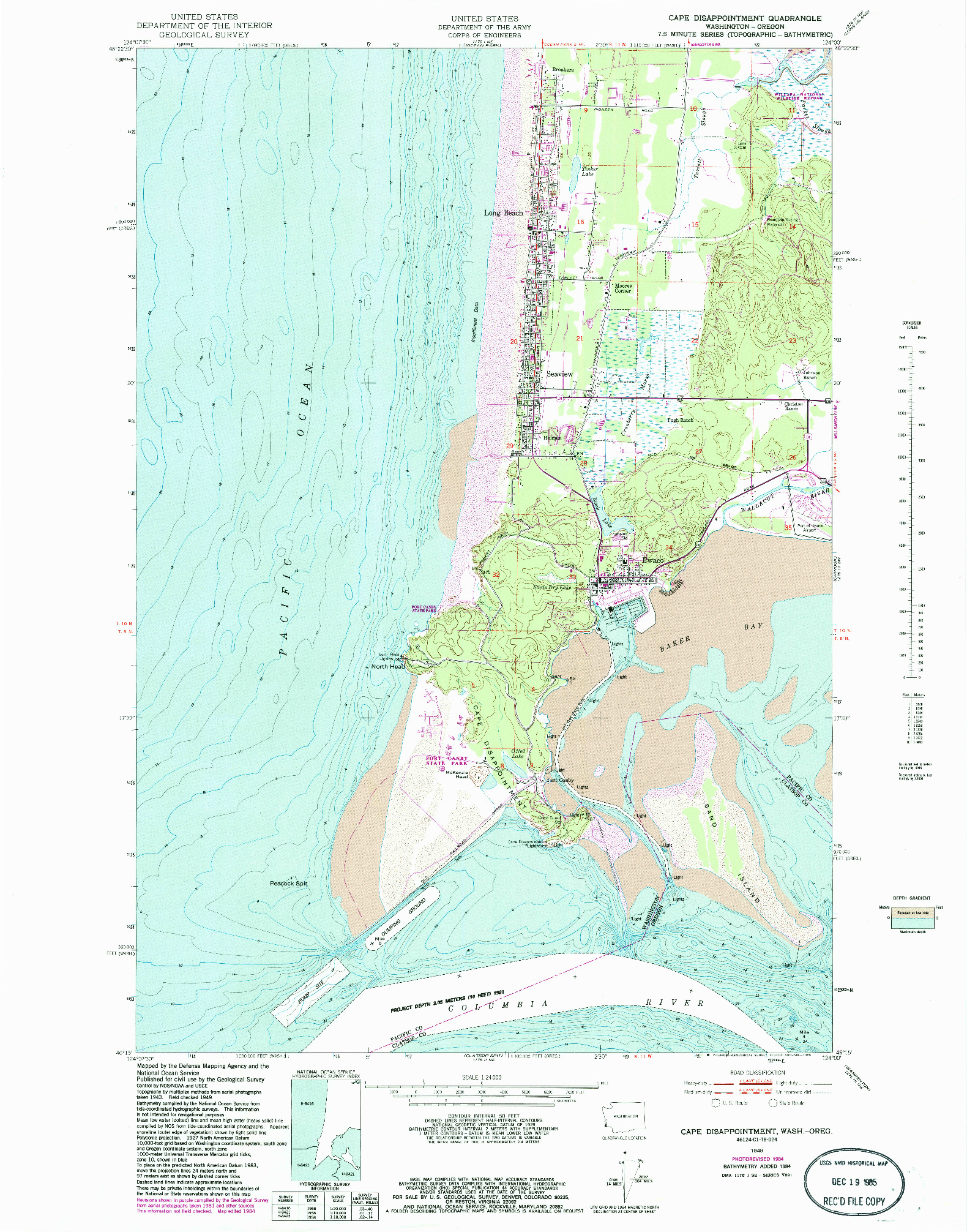 USGS 1:24000-SCALE QUADRANGLE FOR CAPE DISAPPOINTMENT, WA 1949