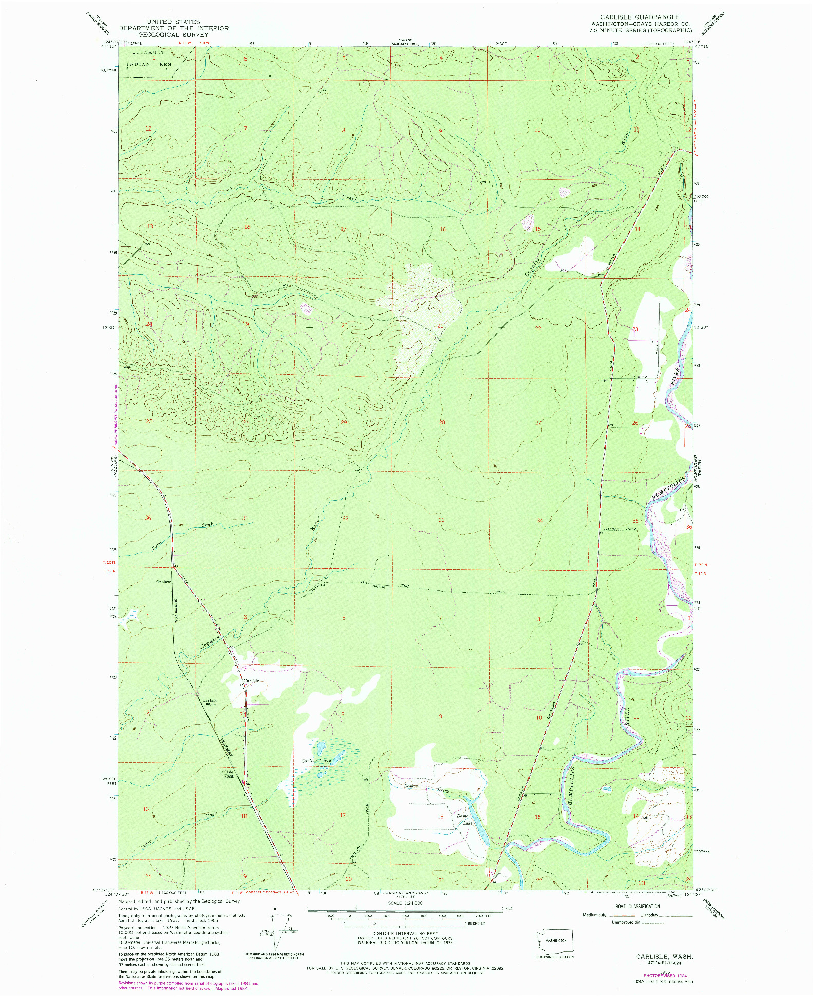 USGS 1:24000-SCALE QUADRANGLE FOR CARLISLE, WA 1955