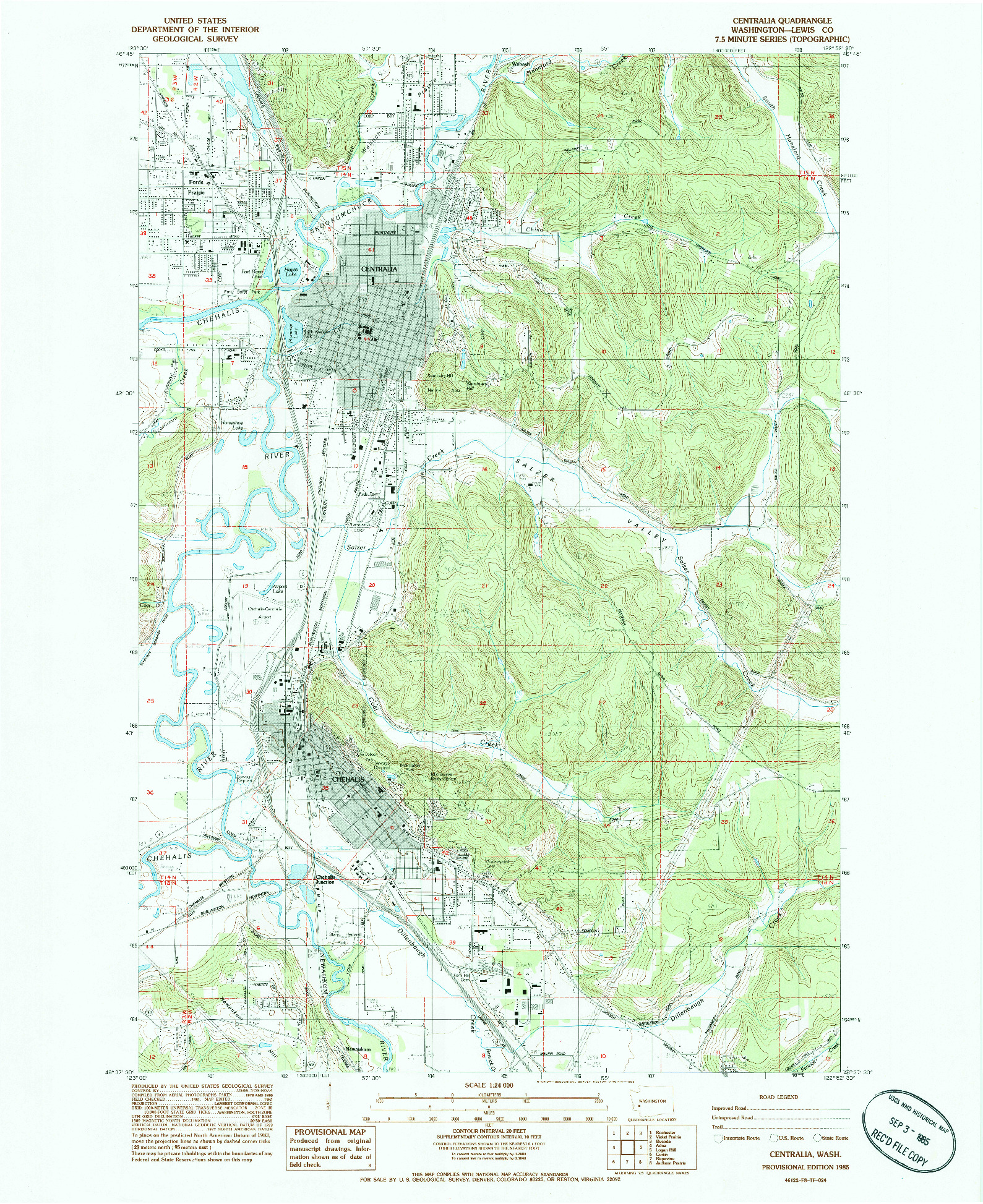 USGS 1:24000-SCALE QUADRANGLE FOR CENTRALIA, WA 1985