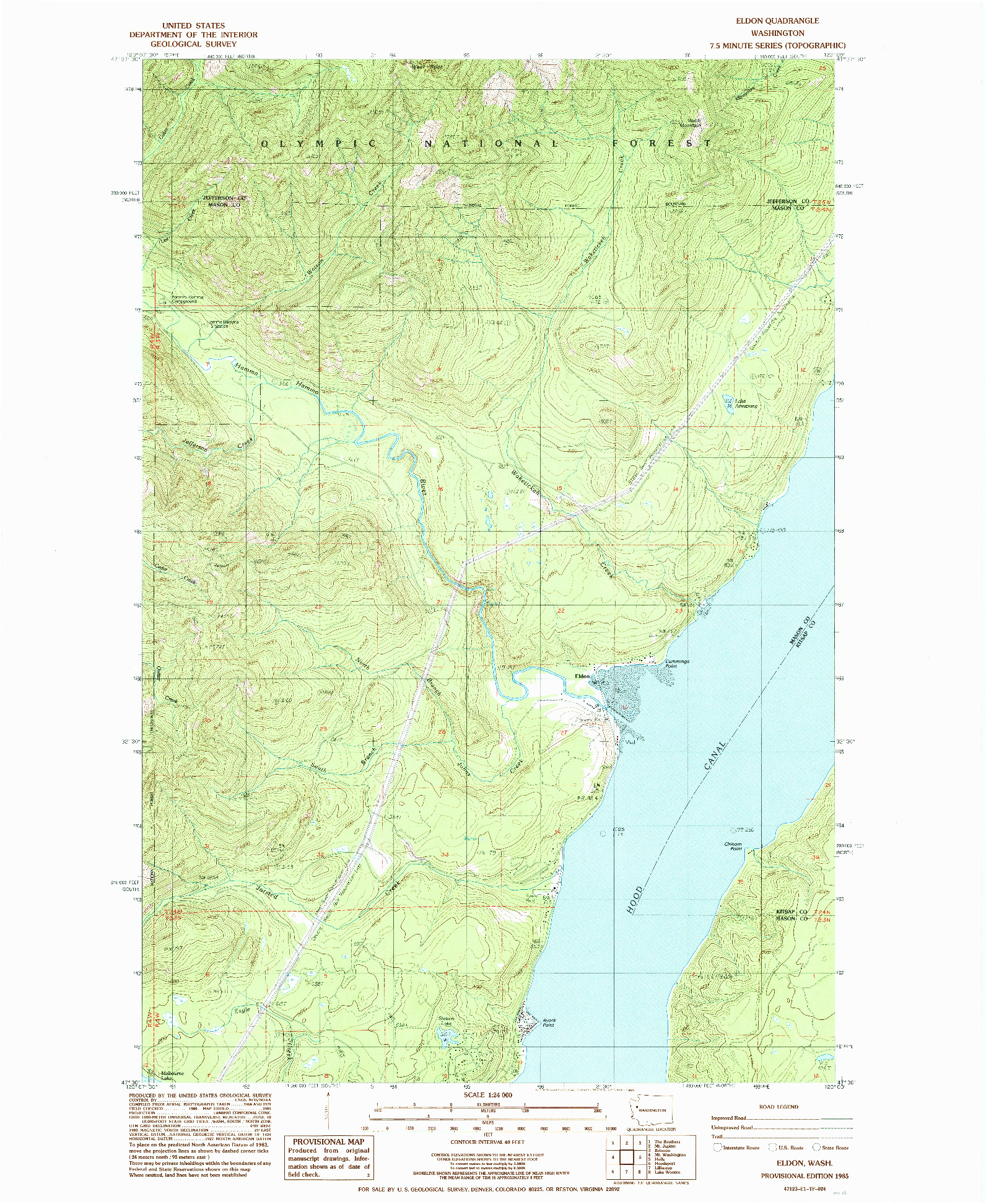 USGS 1:24000-SCALE QUADRANGLE FOR ELDON, WA 1985