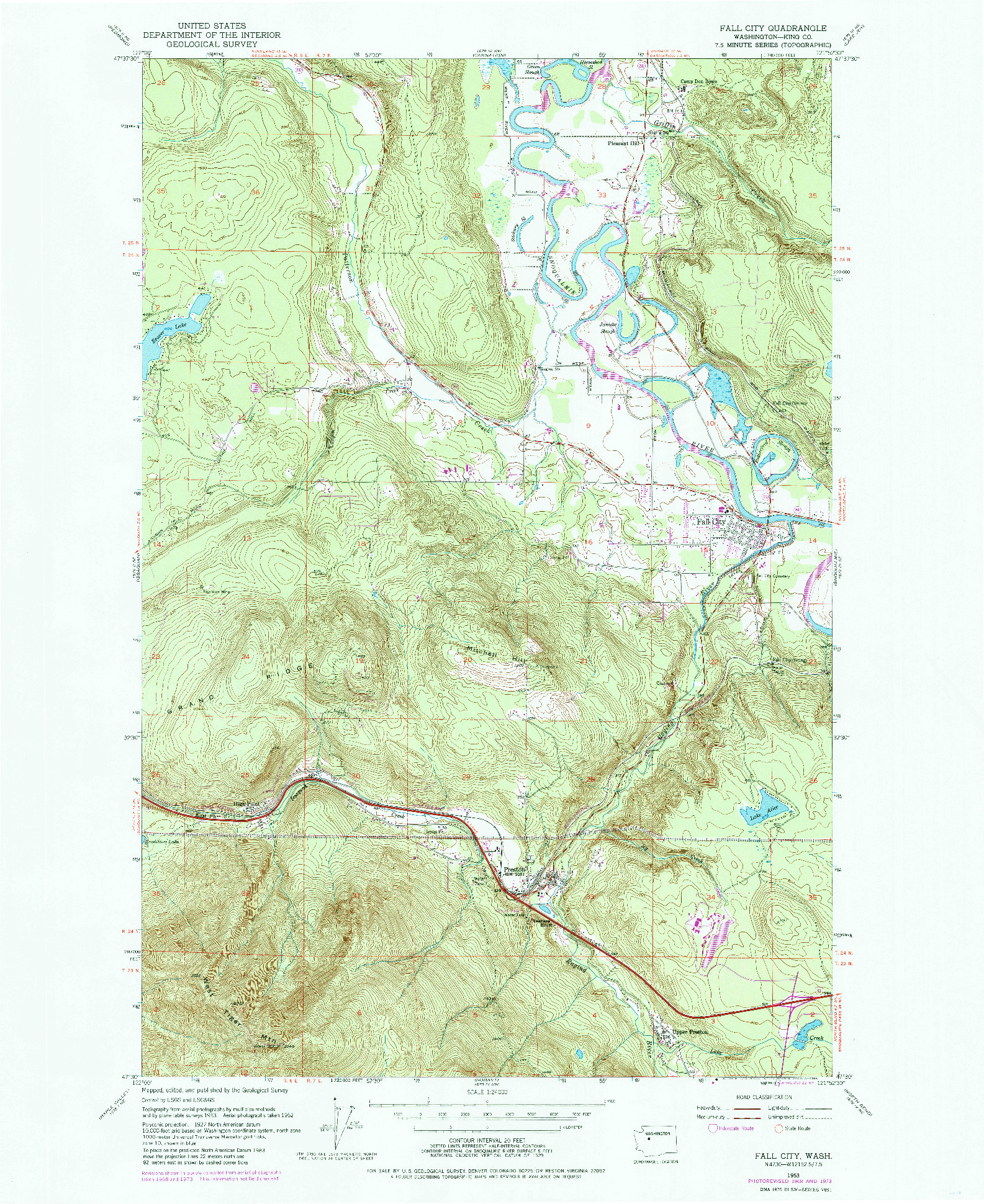 USGS 1:24000-SCALE QUADRANGLE FOR FALL CITY, WA 1953