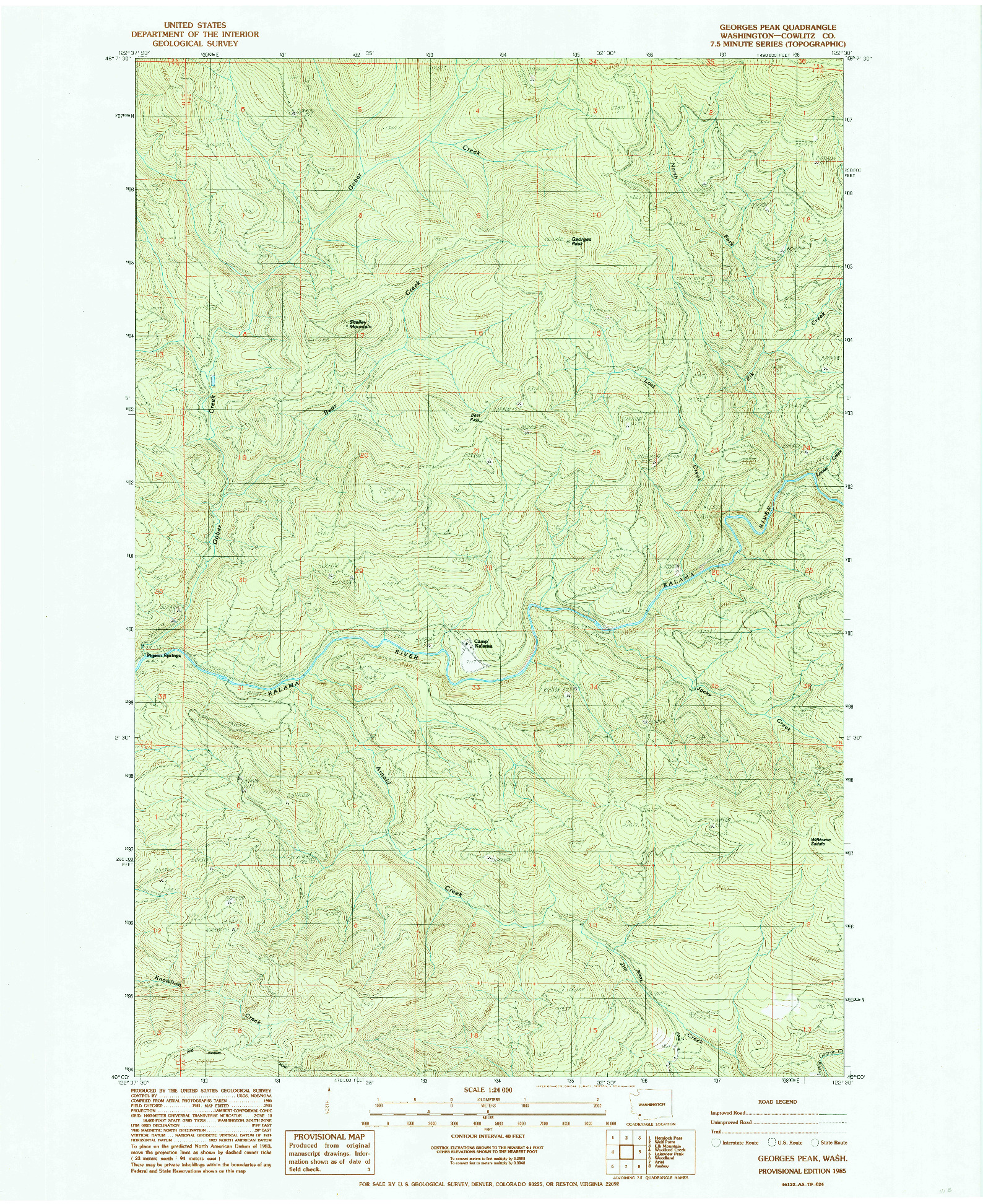 USGS 1:24000-SCALE QUADRANGLE FOR GEORGES PEAK, WA 1985