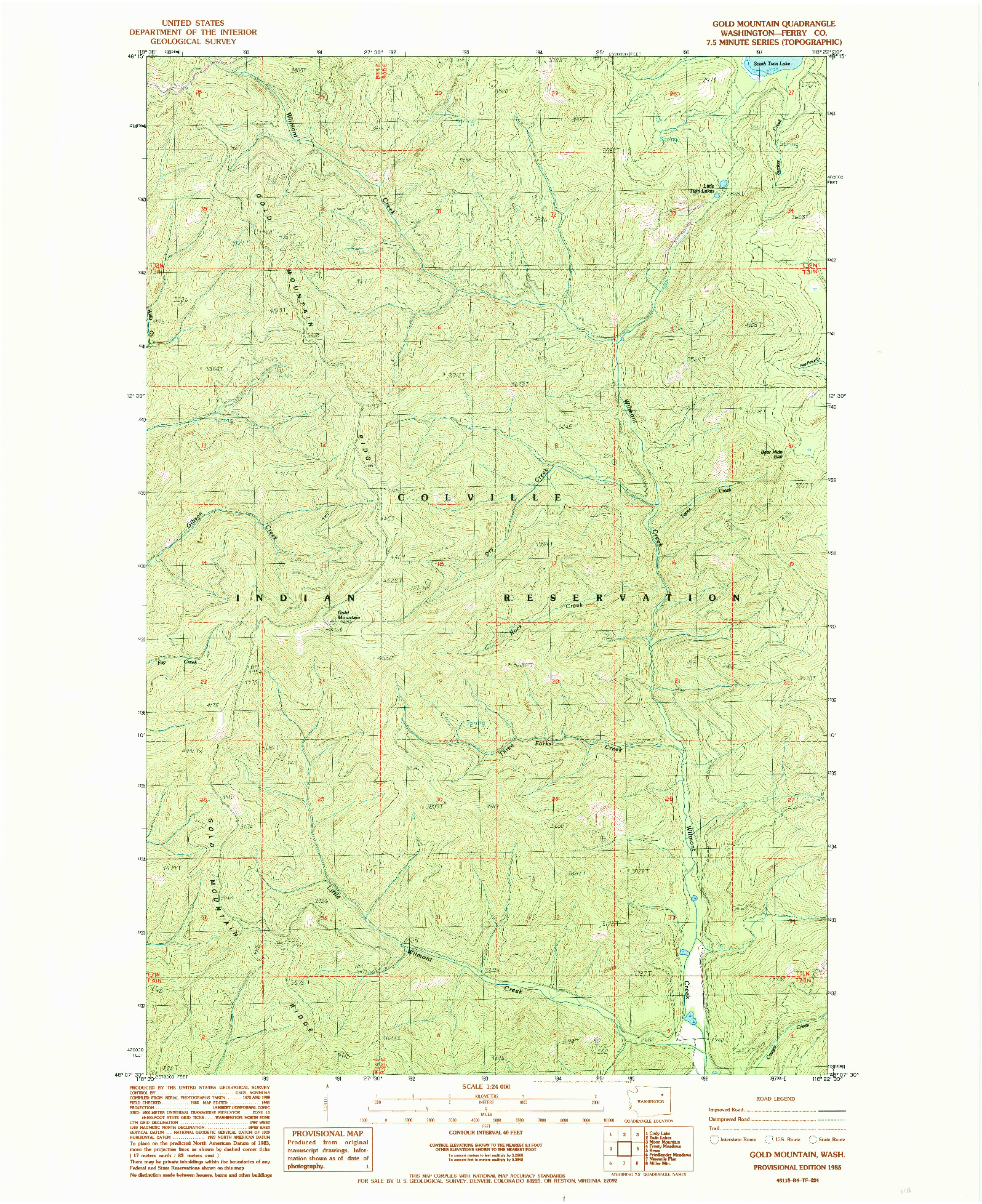 USGS 1:24000-SCALE QUADRANGLE FOR GOLD MOUNTAIN, WA 1985