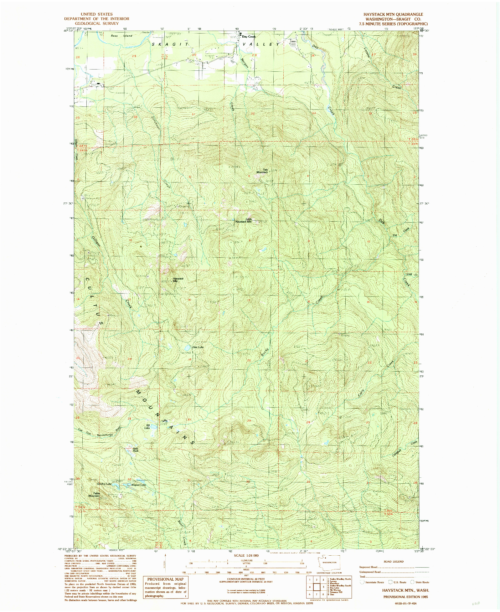 USGS 1:24000-SCALE QUADRANGLE FOR HAYSTACK MTN, WA 1985