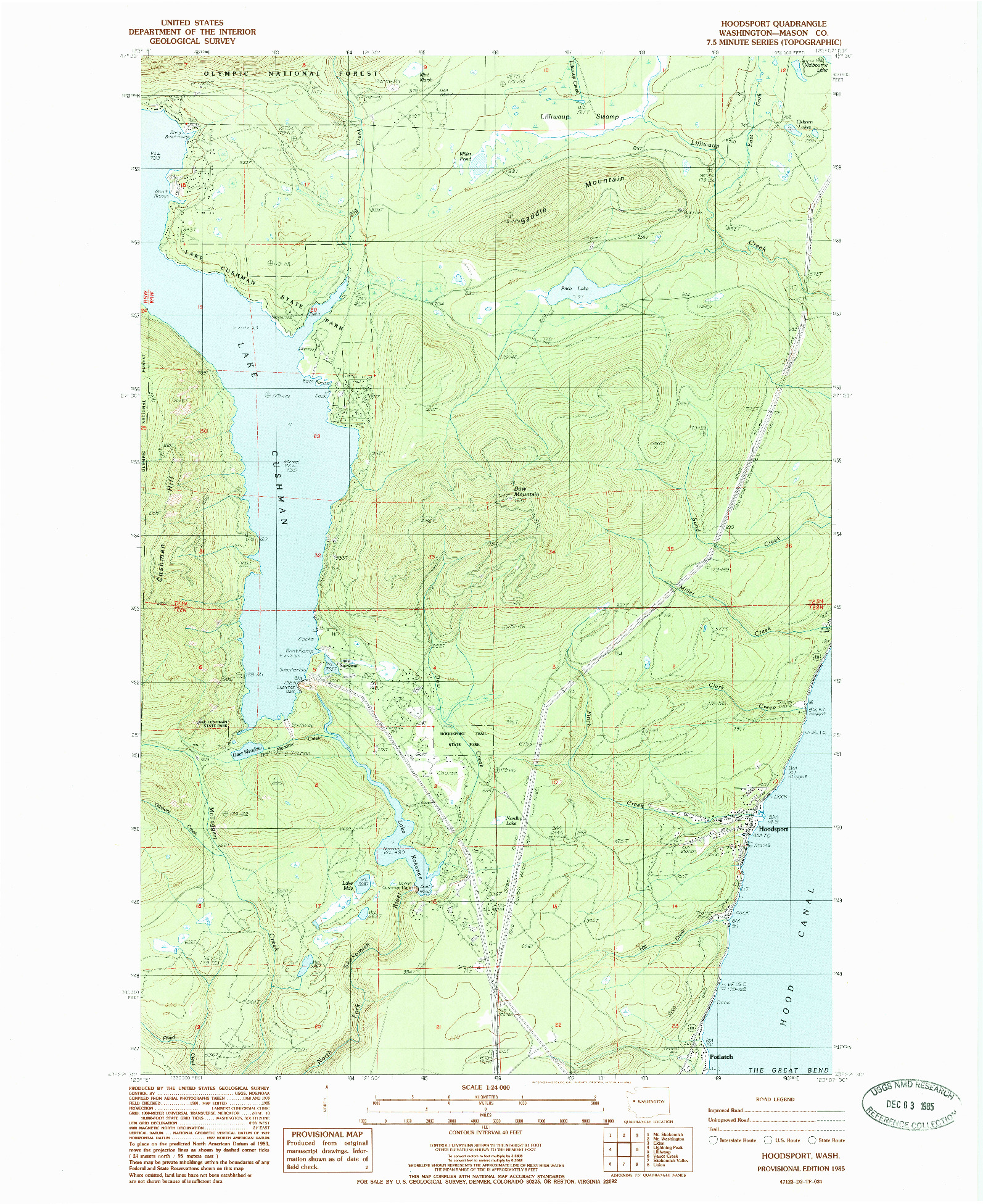 USGS 1:24000-SCALE QUADRANGLE FOR HOODSPORT, WA 1985