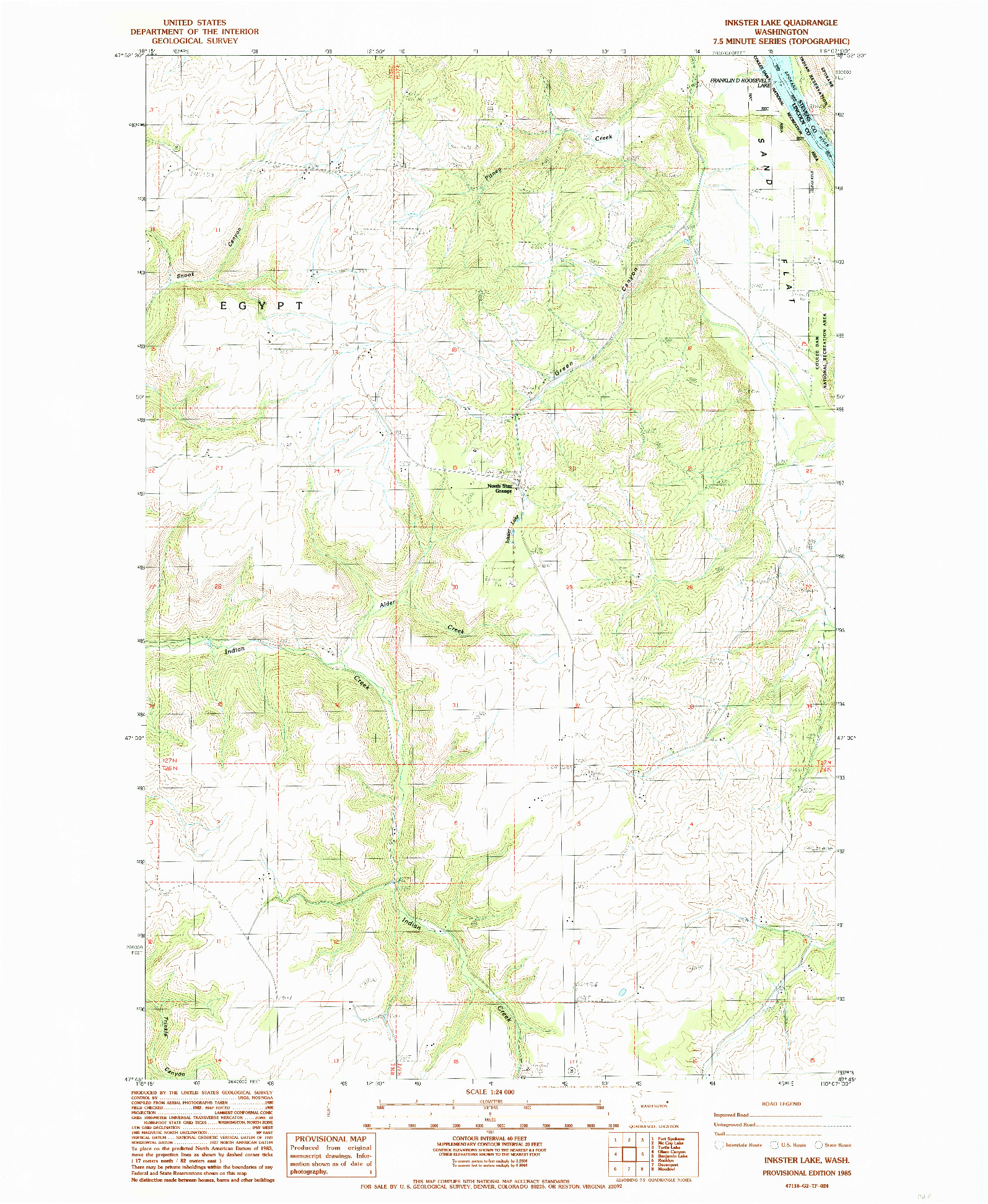 USGS 1:24000-SCALE QUADRANGLE FOR INKSTER LAKE, WA 1985