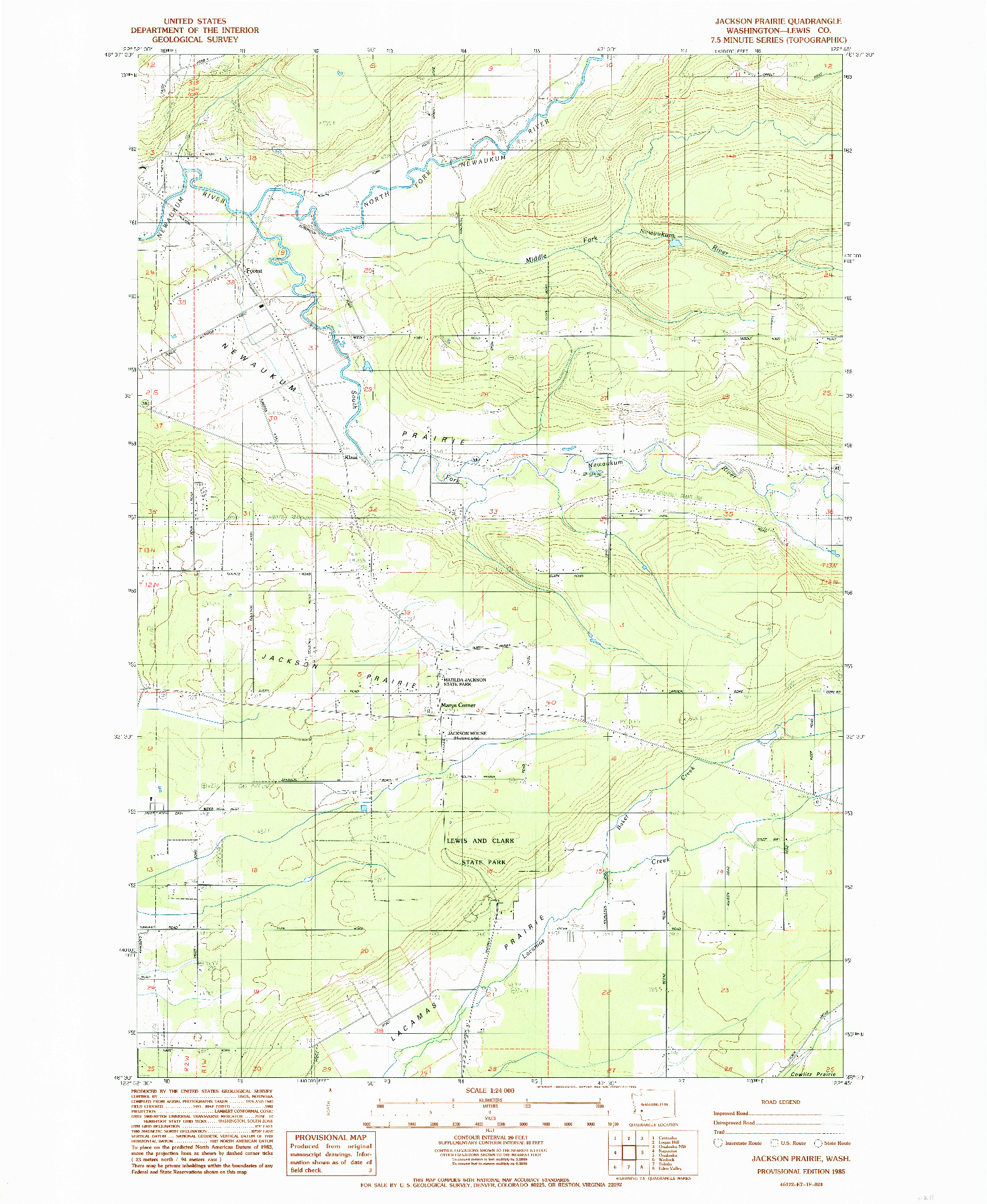 USGS 1:24000-SCALE QUADRANGLE FOR JACKSON PRAIRIE, WA 1985