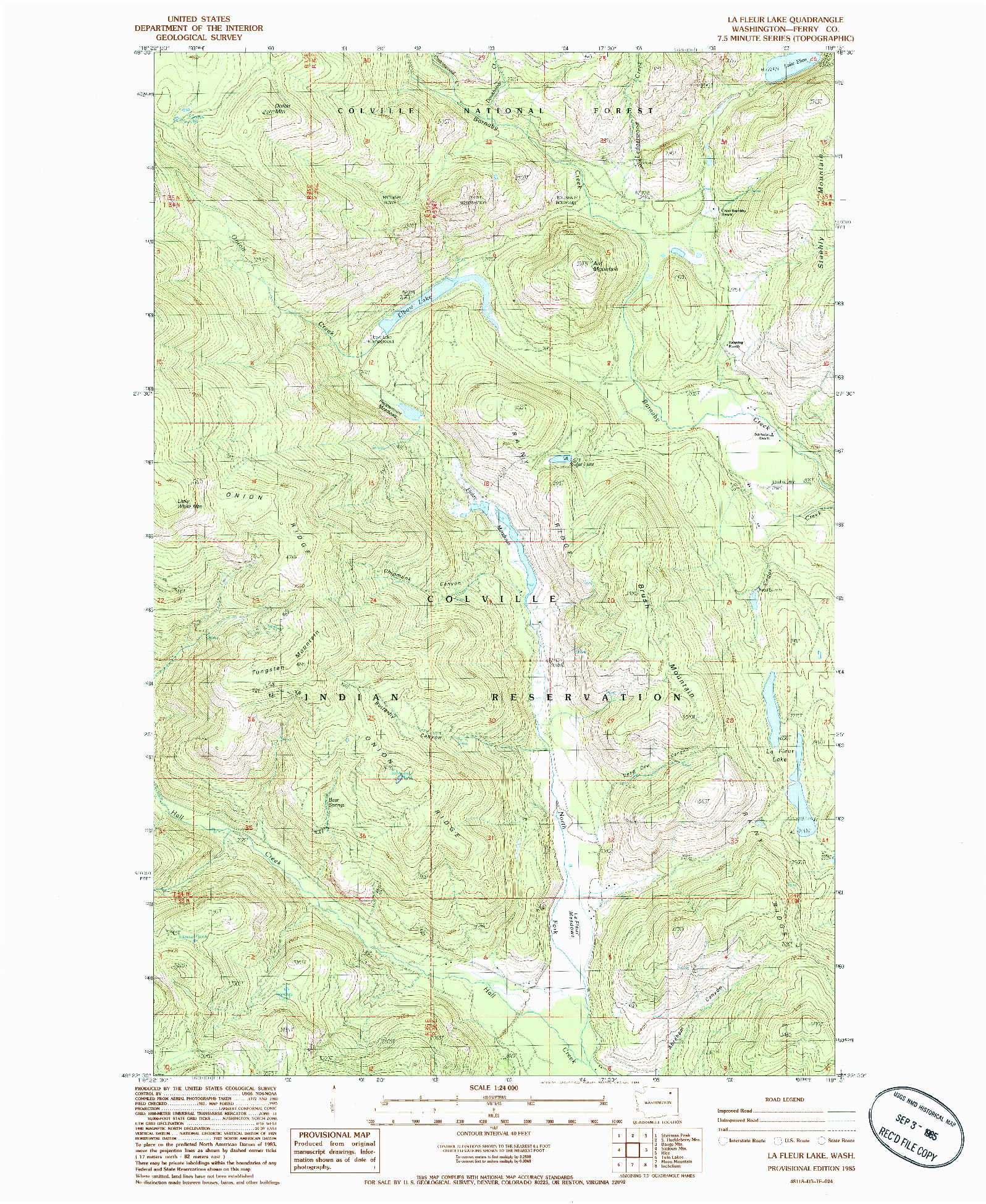 USGS 1:24000-SCALE QUADRANGLE FOR LA FLEUR LAKE, WA 1985