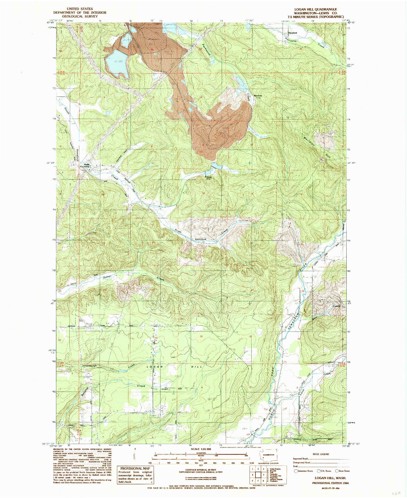 USGS 1:24000-SCALE QUADRANGLE FOR LOGAN HILL, WA 1984