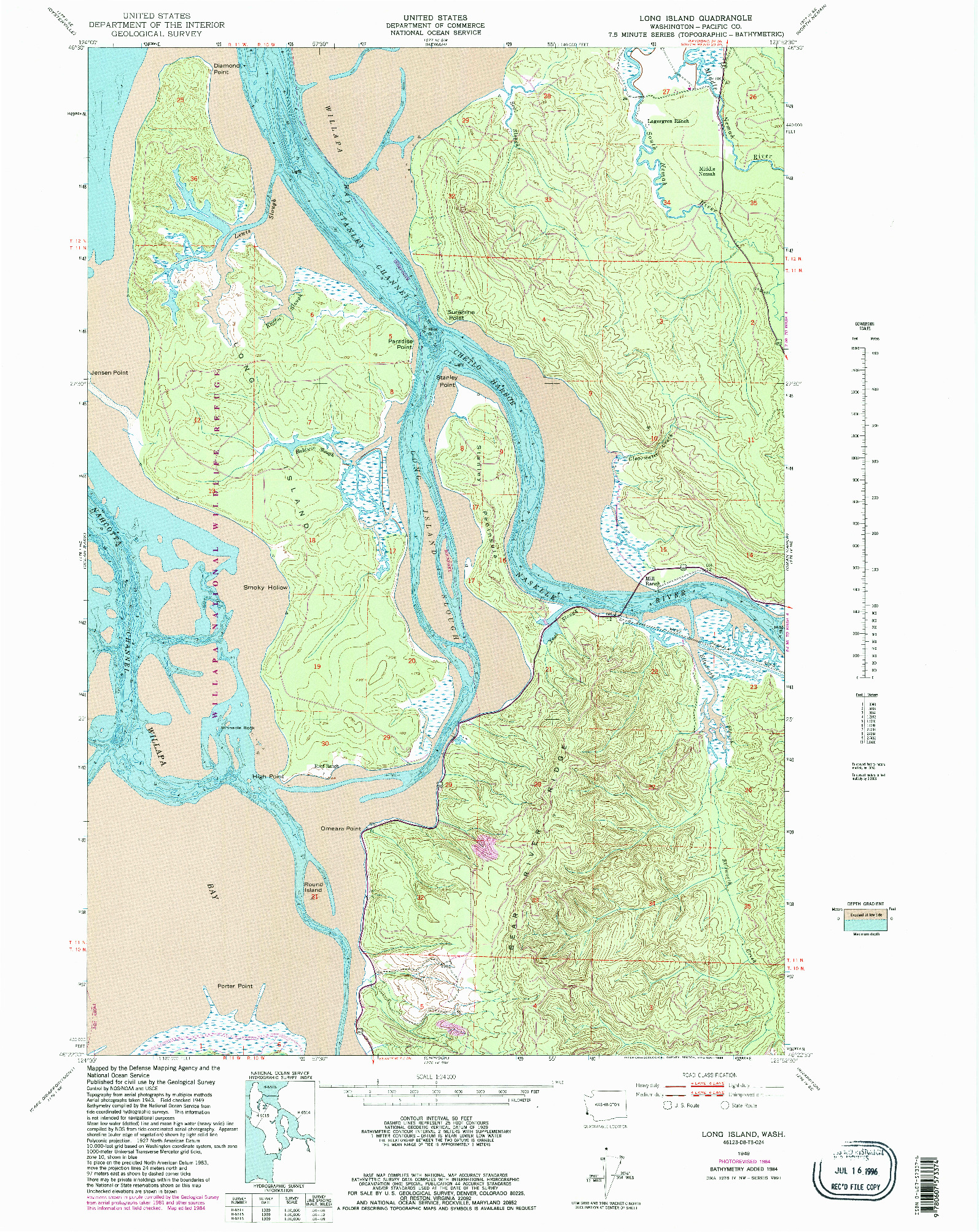 USGS 1:24000-SCALE QUADRANGLE FOR LONG ISLAND, WA 1949