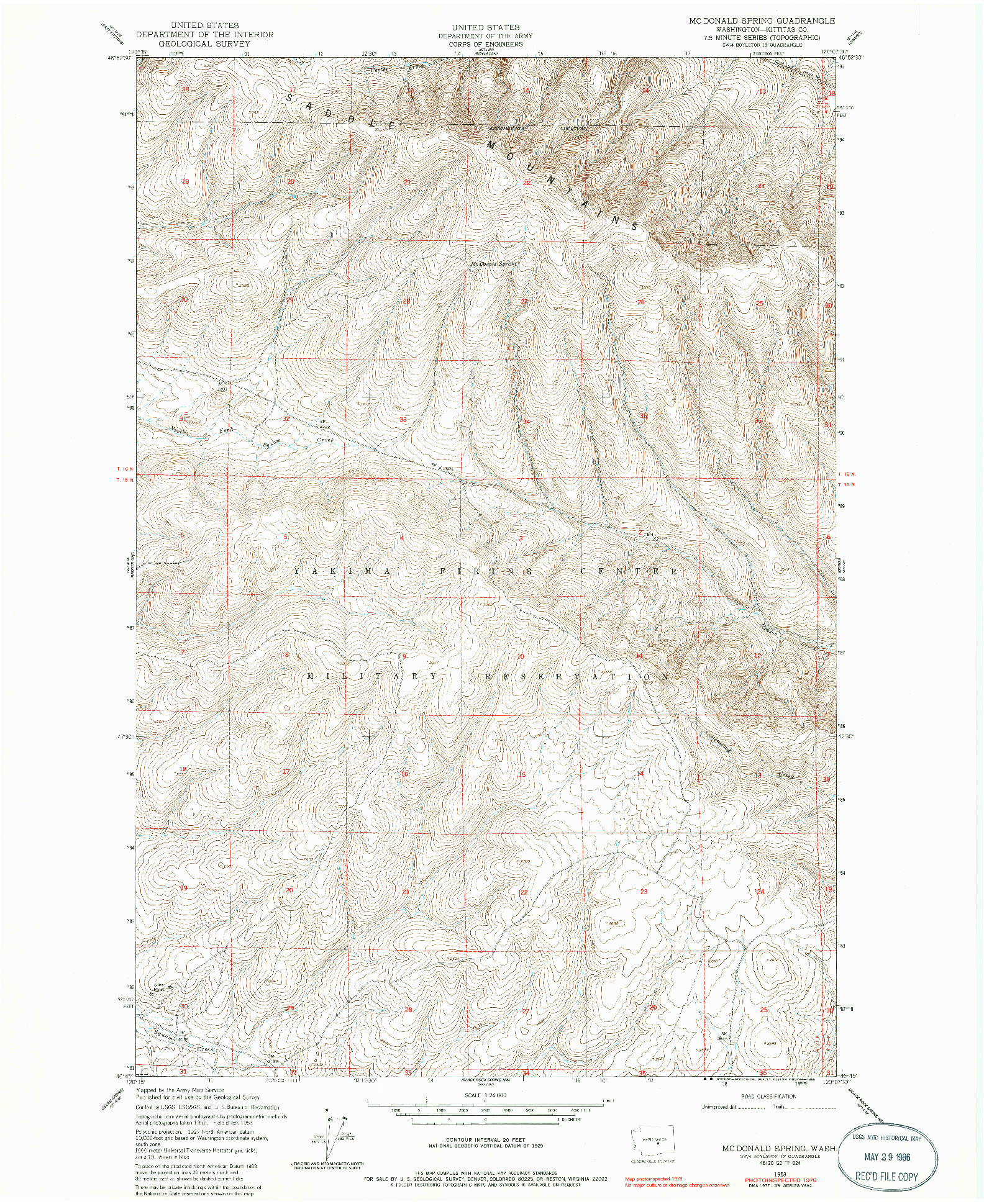 USGS 1:24000-SCALE QUADRANGLE FOR MC DONALD SPRING, WA 1953